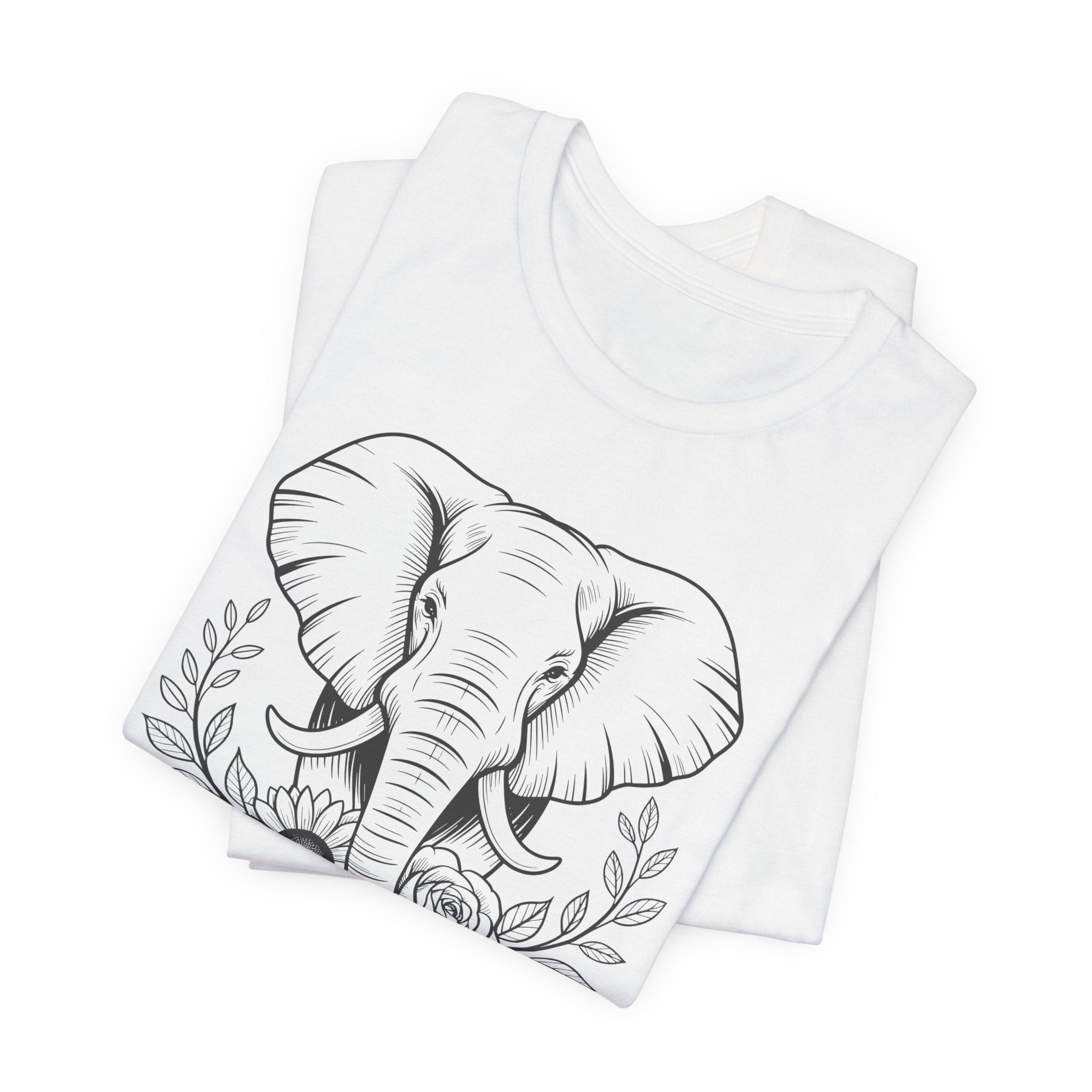 Elephant & Floral Strength T-Shirt — "Strength Meets Beauty"