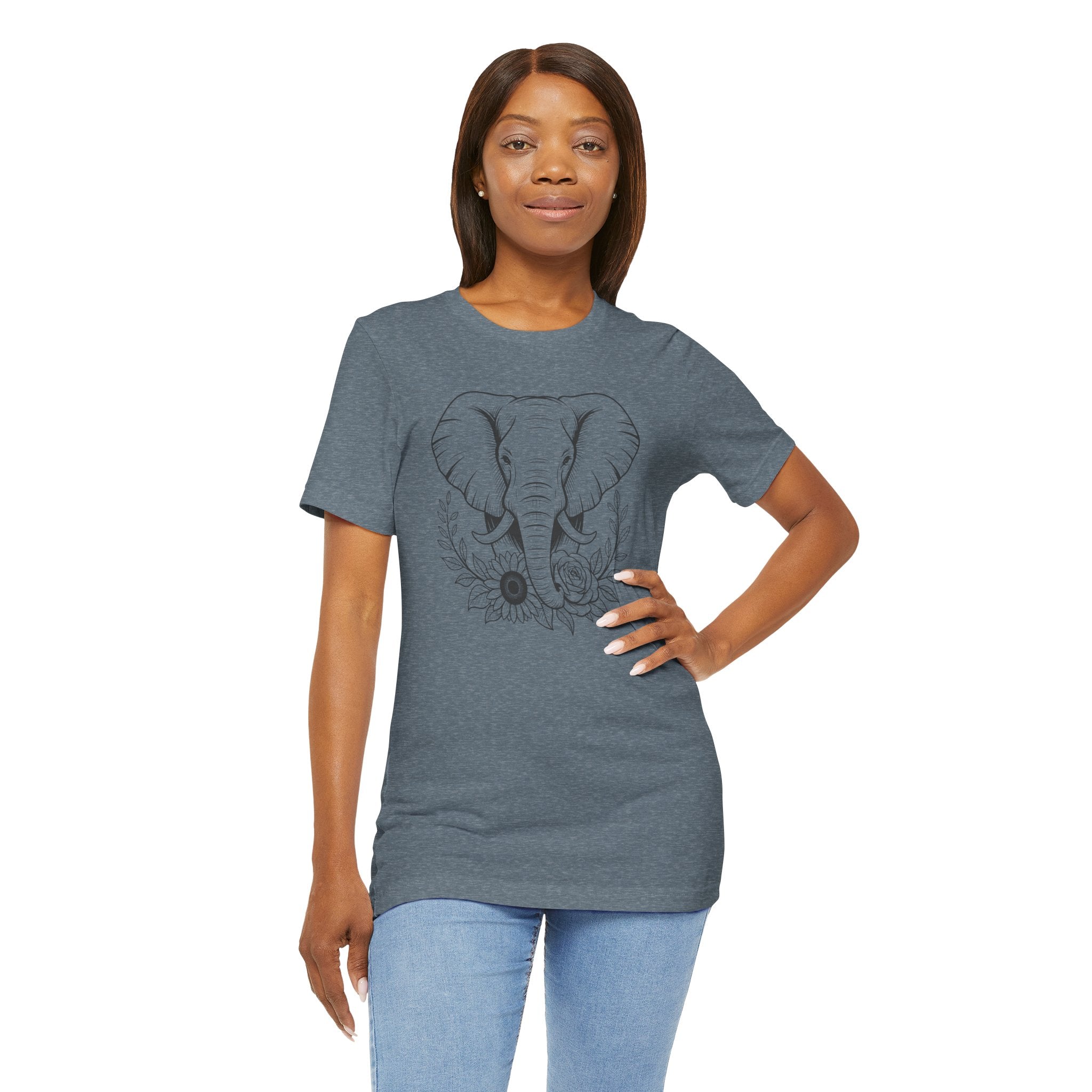 Elephant & Floral Strength T-Shirt — "Strength Meets Beauty"