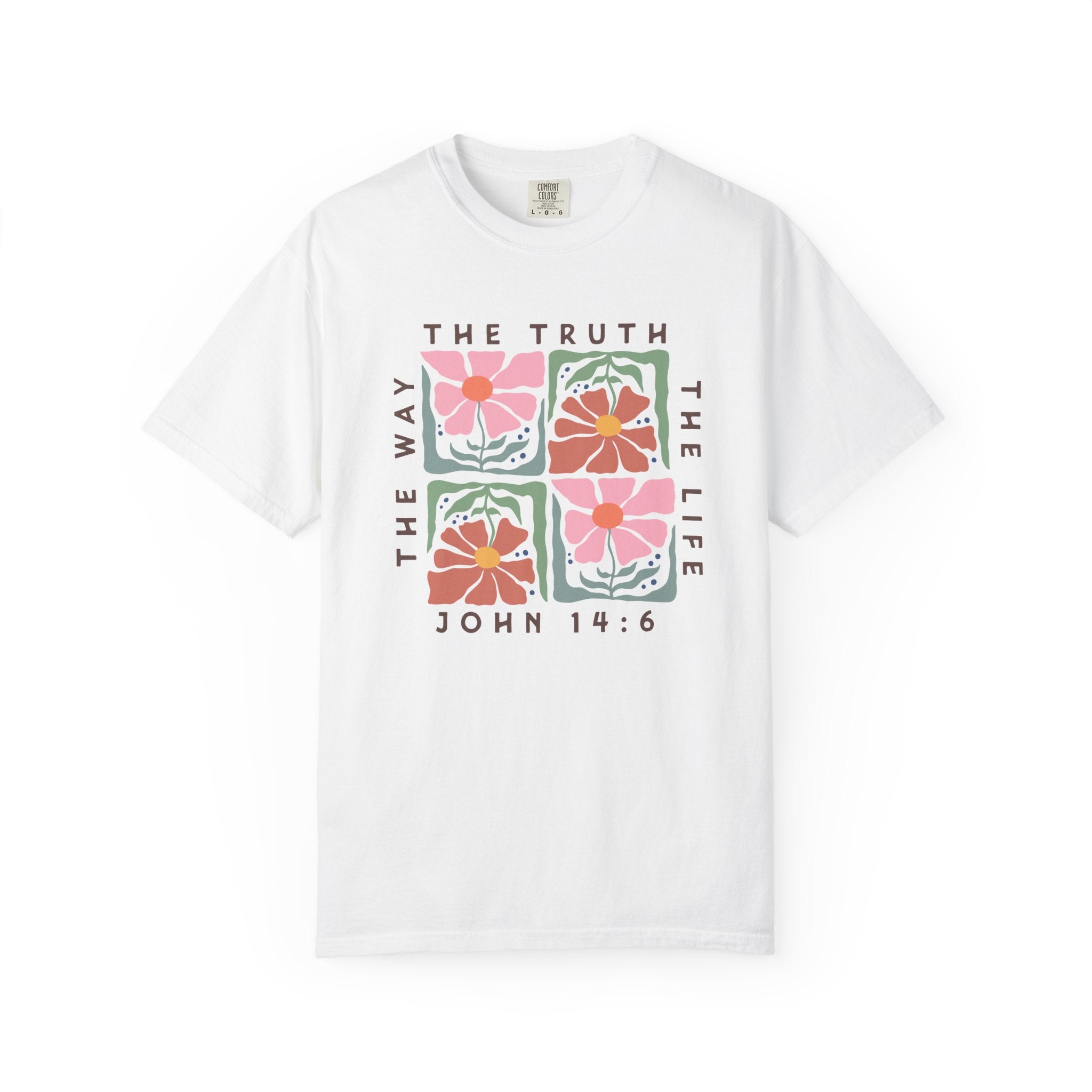 Christian Floral T-Shirt — “The Way The Truth The Life” John 14:6 Graphic Tee