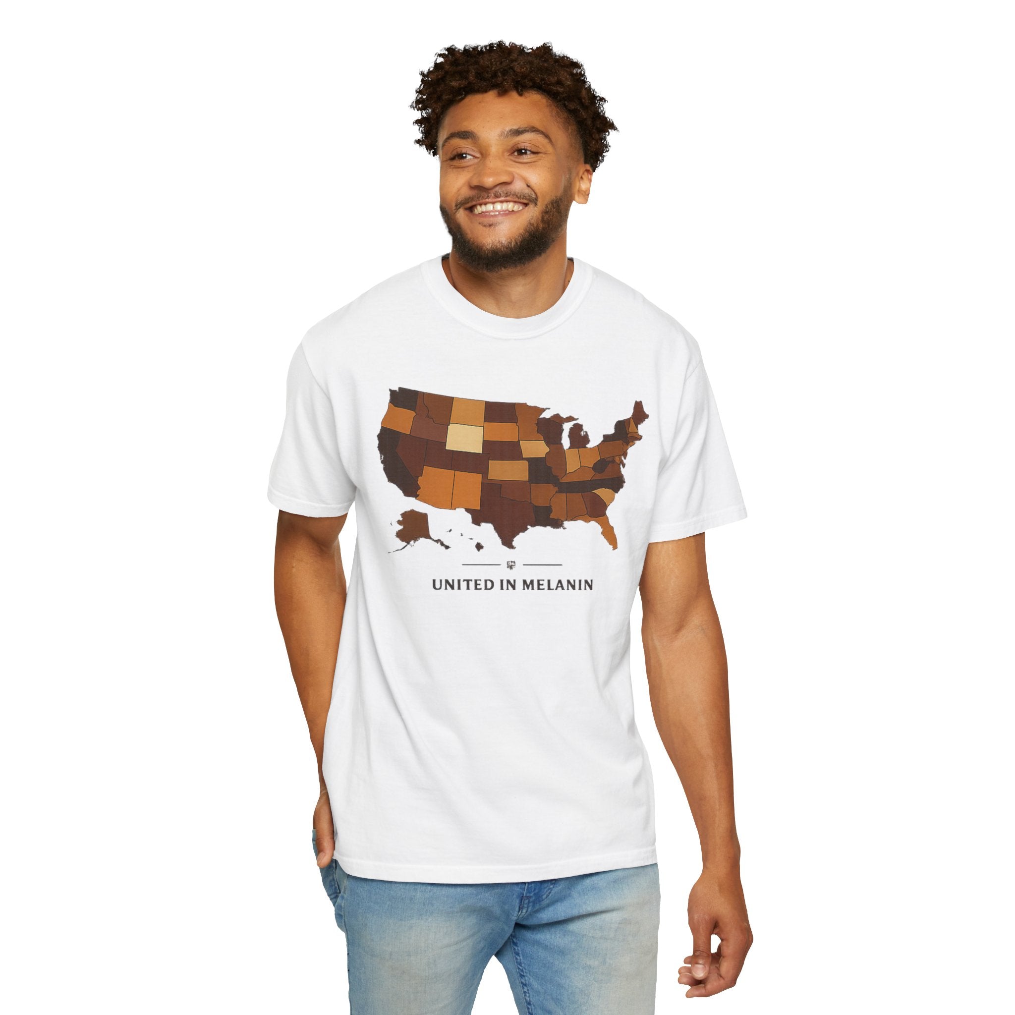 United in Melanin T-Shirt — Brown Shades USA Map Pride Tee