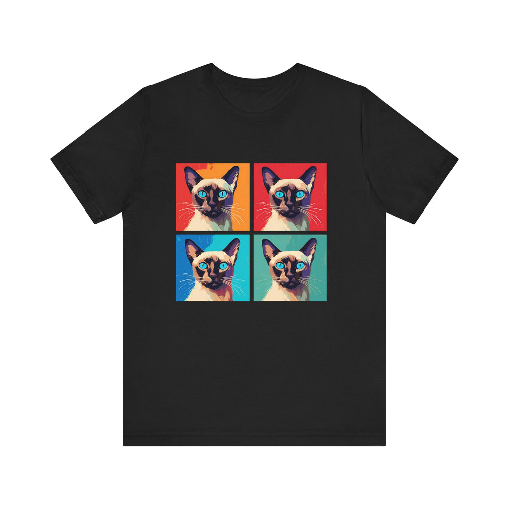 Colorful Siamese Cat Tee, Fun Graphic T-Shirt, Cat Lover Gift, Pop Art Style, Unique Animal Shirt, Casual Wear, Birthday Present