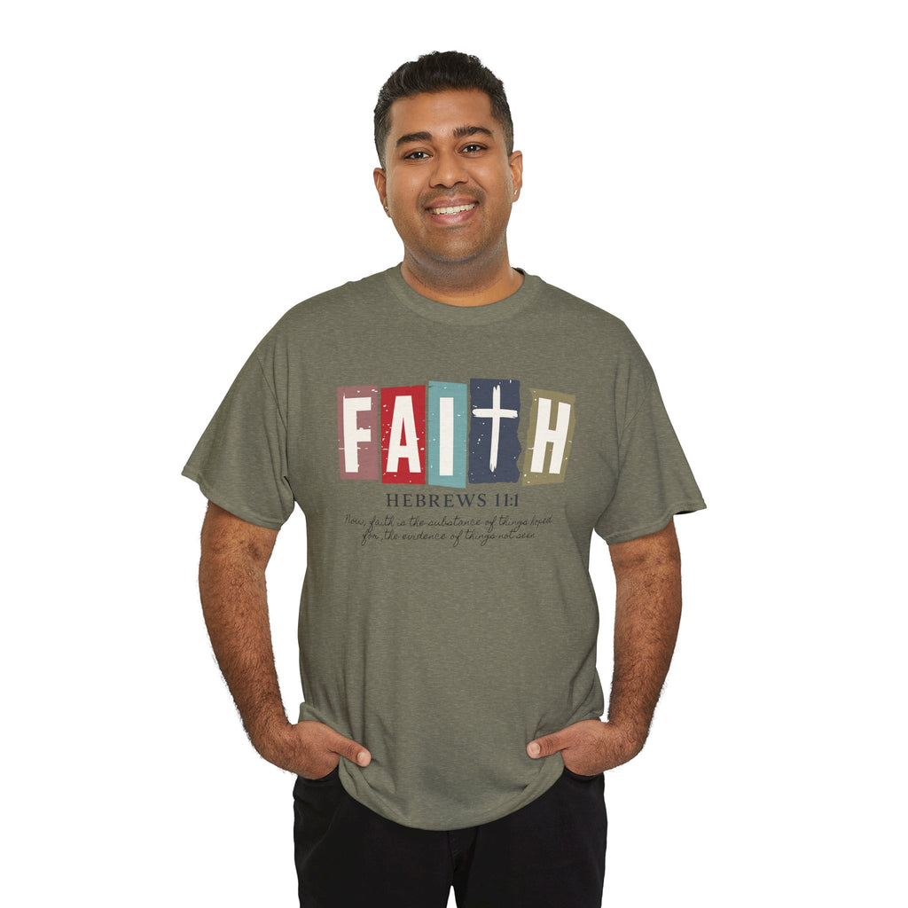 Funky Christian Tee - Colorful FAITH Design - Hebrews 11:1