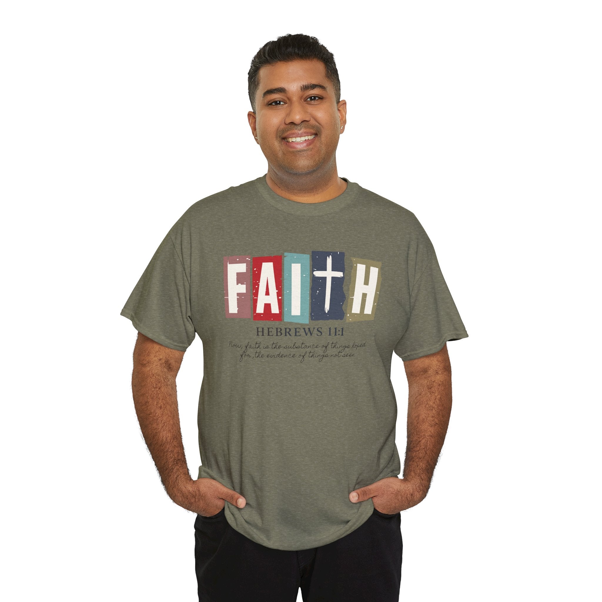 Funky Christian Tee - Colorful FAITH Design - Hebrews 11:1