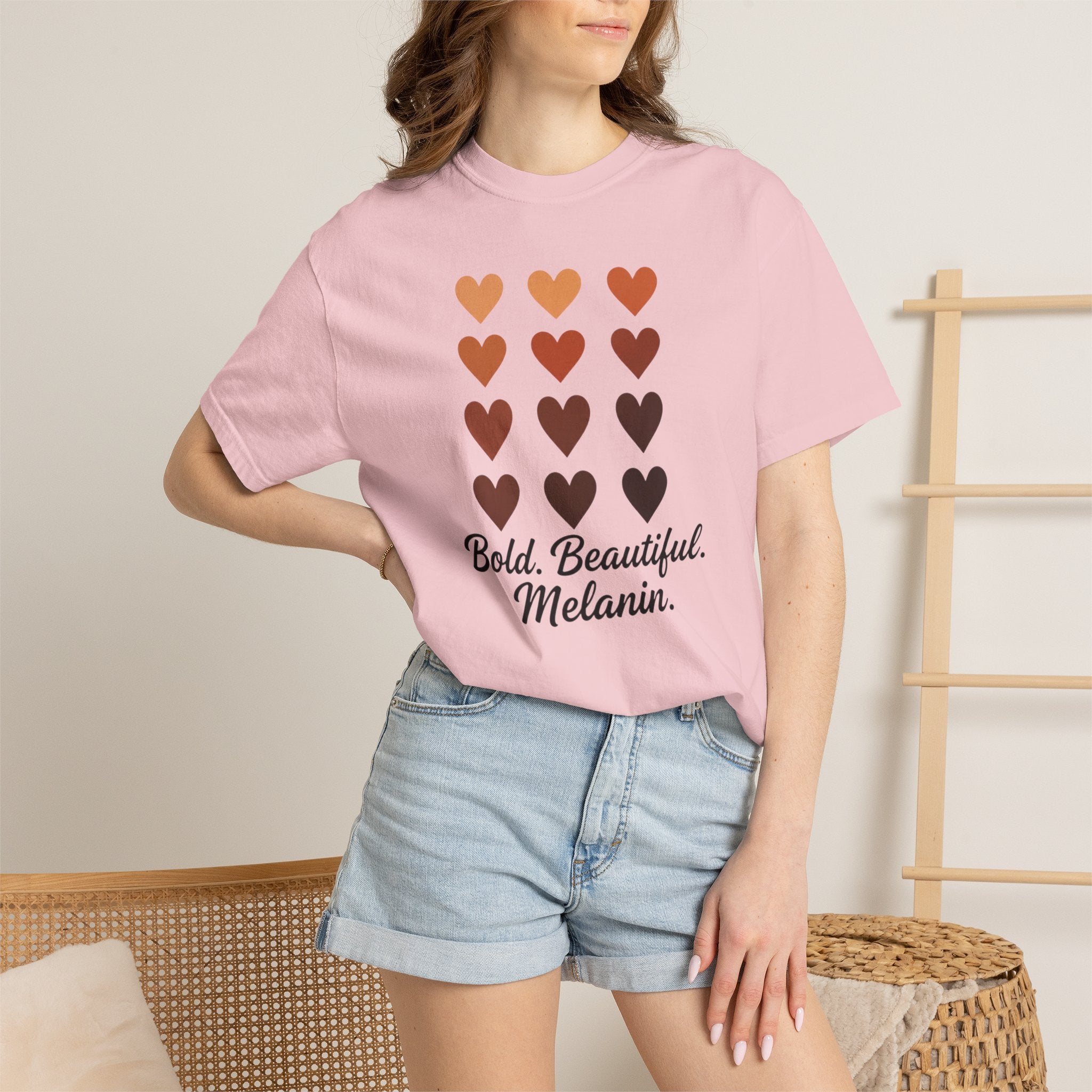 Bold Beautiful Melanin Hearts Tee