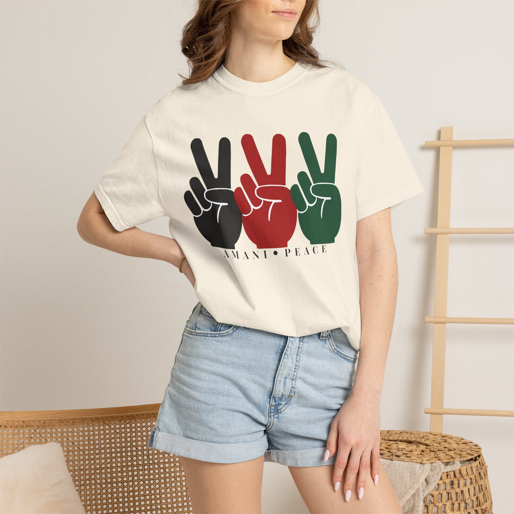 Peace Sign Trio T-Shirt — Black Red Green Retro Vibes