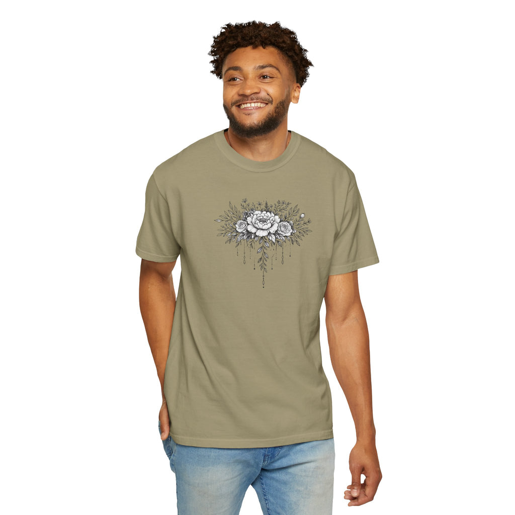 Floral Sketch T-Shirt — Vintage Black Rose Illustration