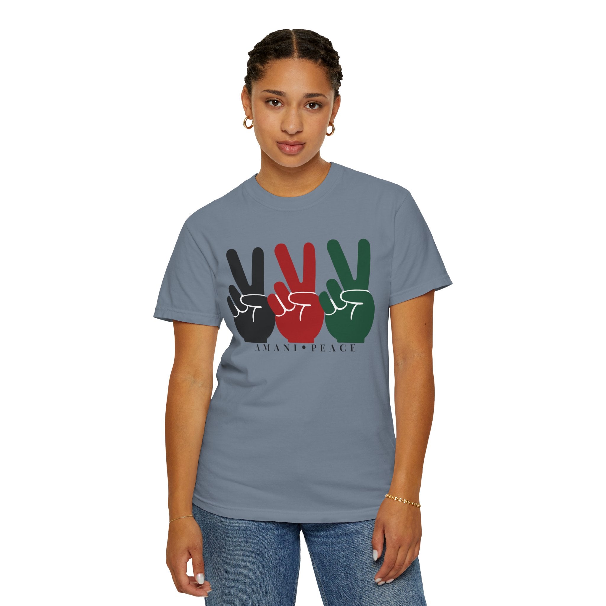 Peace Sign Trio T-Shirt — Black Red Green Retro Vibes