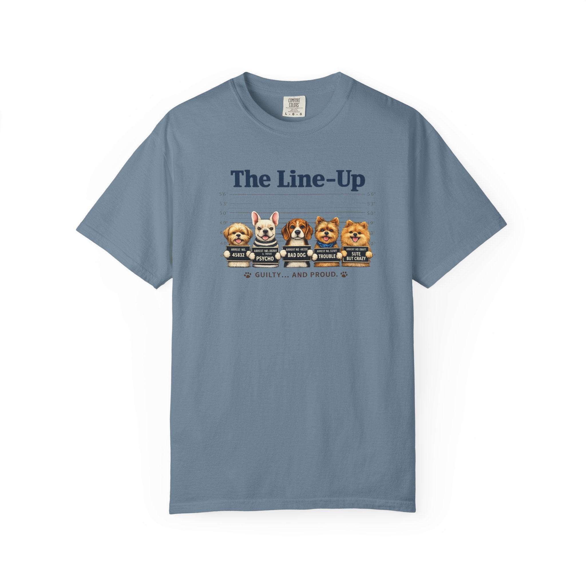 The Line-Up Cute Dog Mugshot T-Shirt — "Guilty and Adorable"