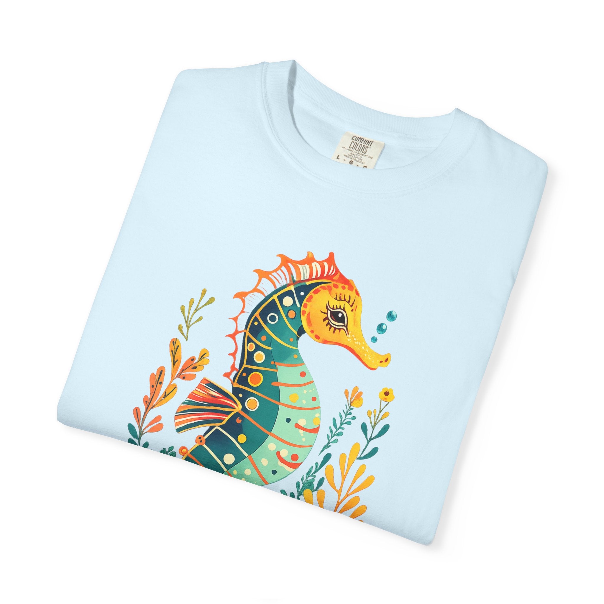 Seahorse Floral T-Shirt — Colorful Ocean Illustration Tee