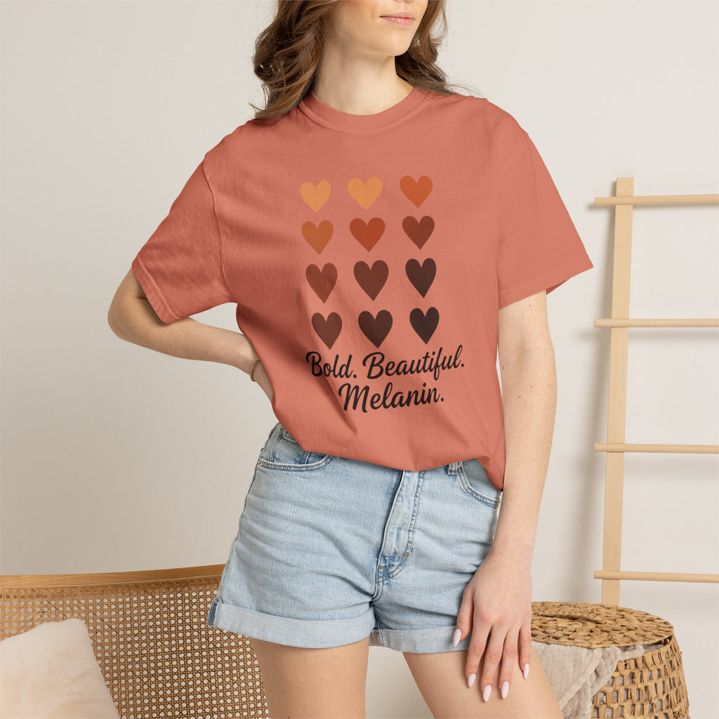 Bold Beautiful Melanin Hearts Tee