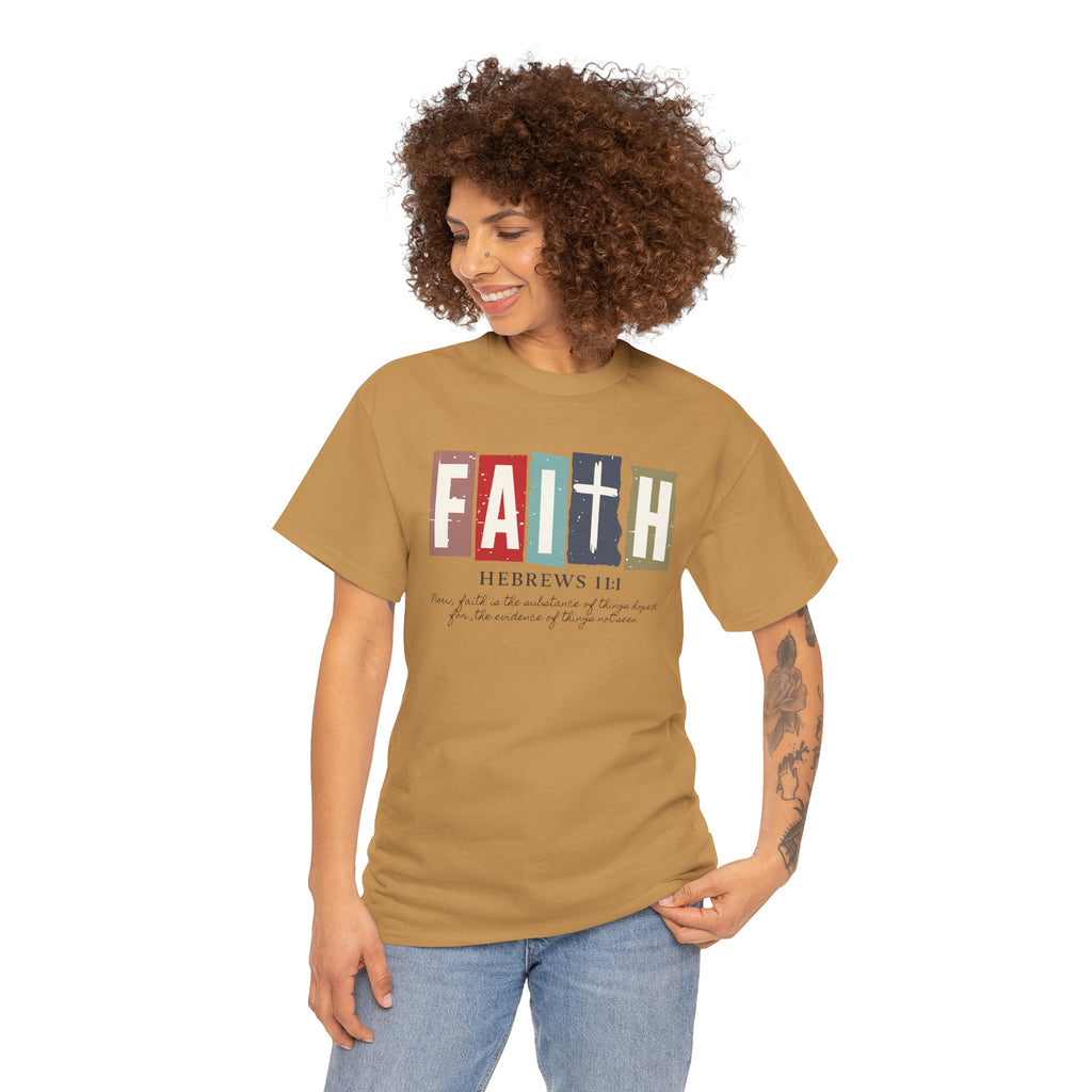Funky Christian Tee - Colorful FAITH Design - Hebrews 11:1