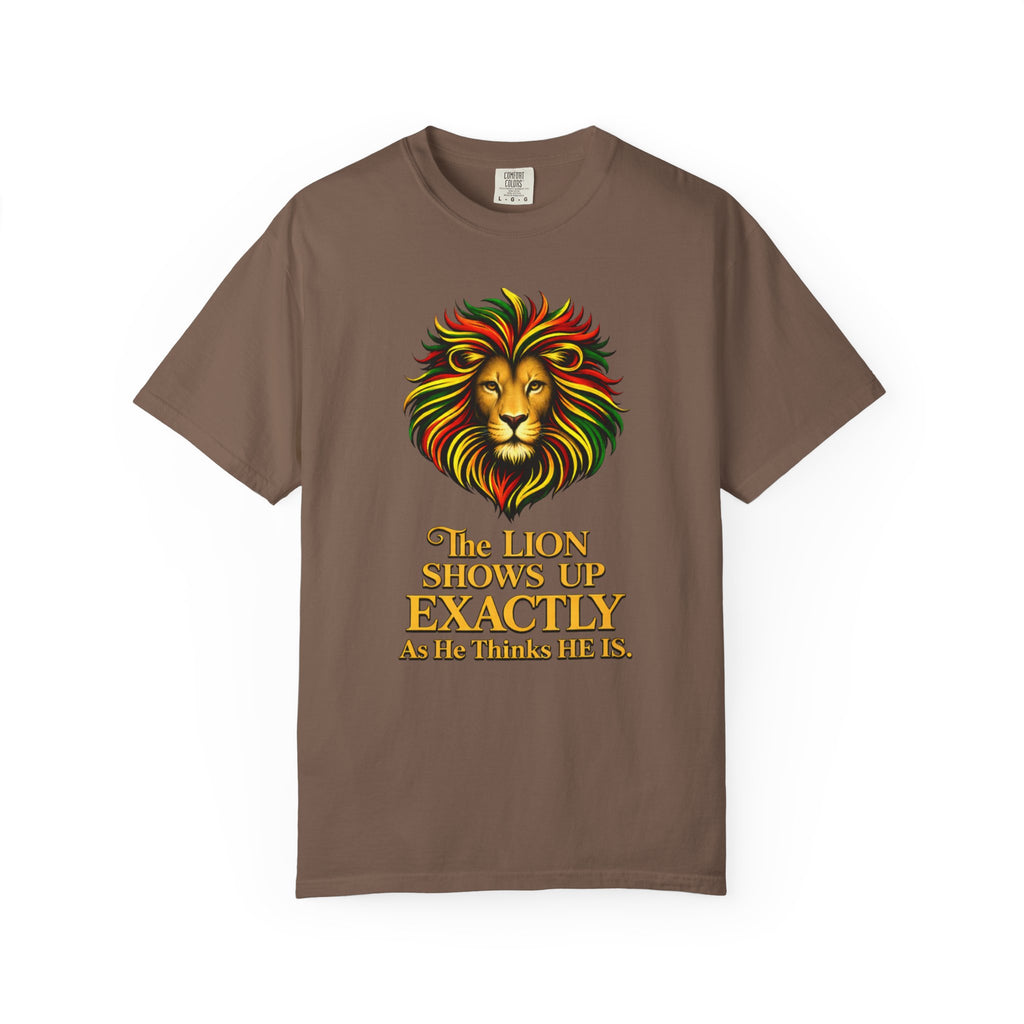Lion T-Shirt — "The Lion Shows Up Exactly As He Thinks He Is" BLACK COLLECTION