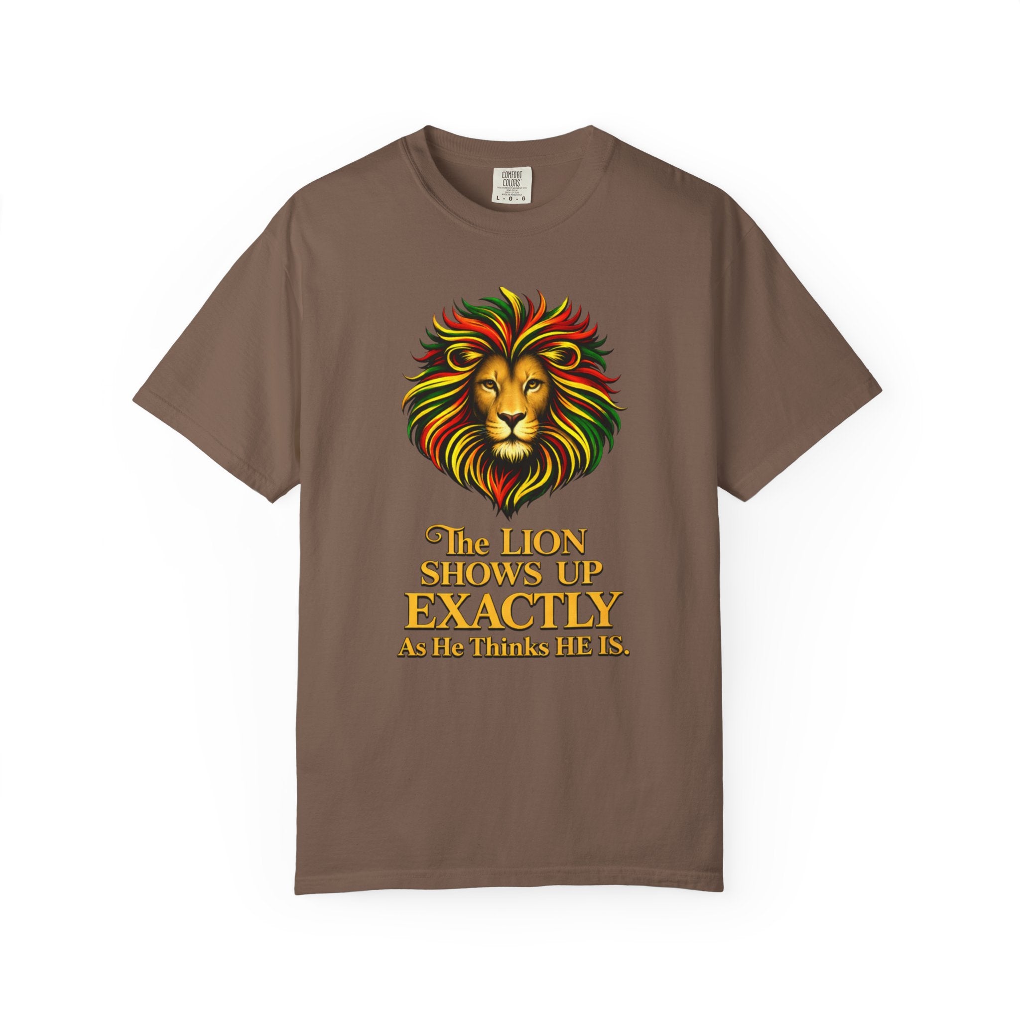 Lion T-Shirt — "The Lion Shows Up Exactly As He Thinks He Is" BLACK COLLECTION