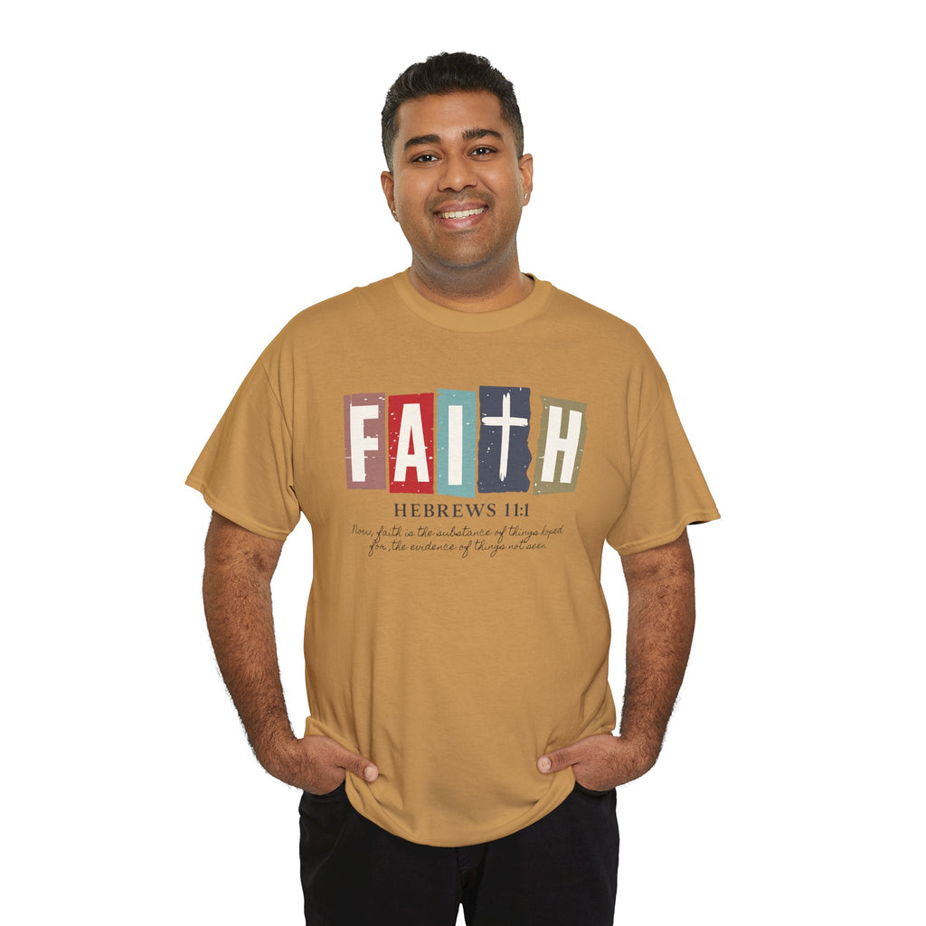 Funky Christian Tee - Colorful FAITH Design - Hebrews 11:1