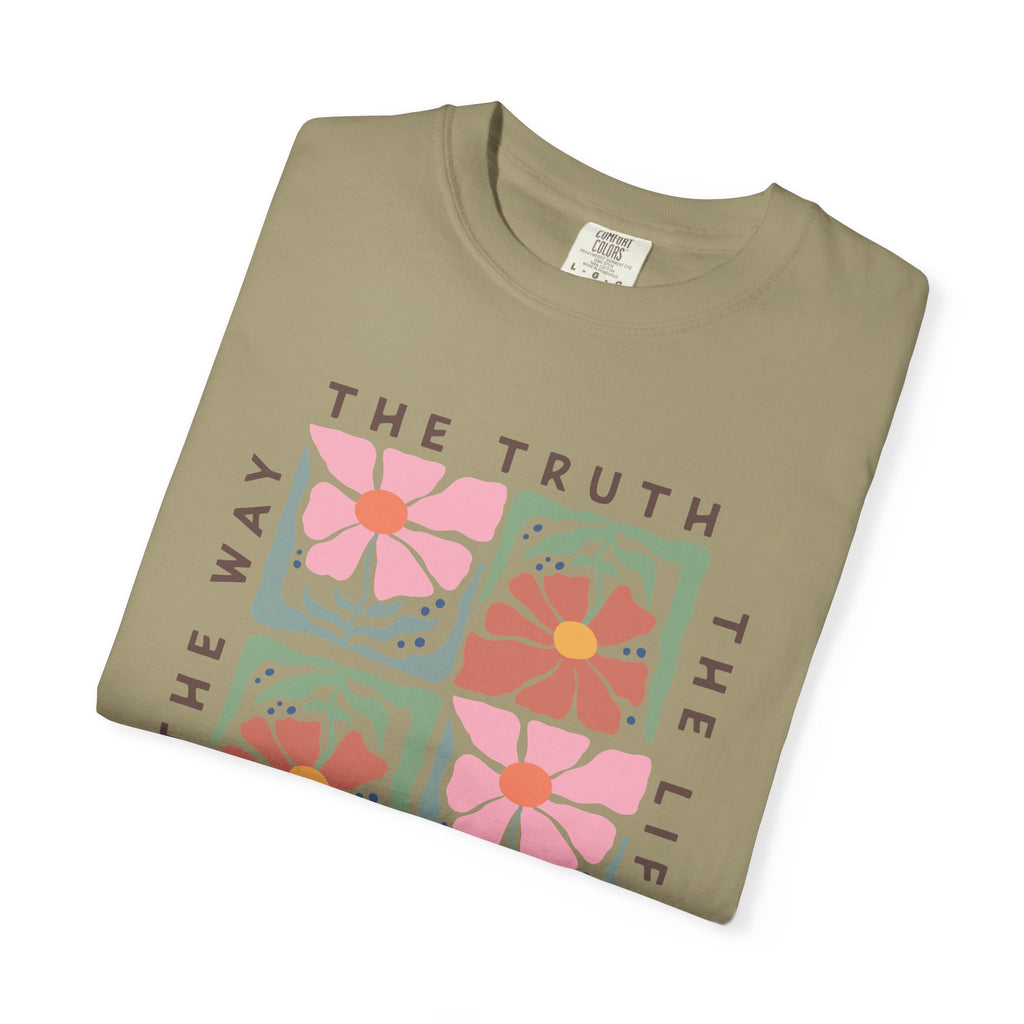 Christian Floral T-Shirt — “The Way The Truth The Life” John 14:6 Graphic Tee