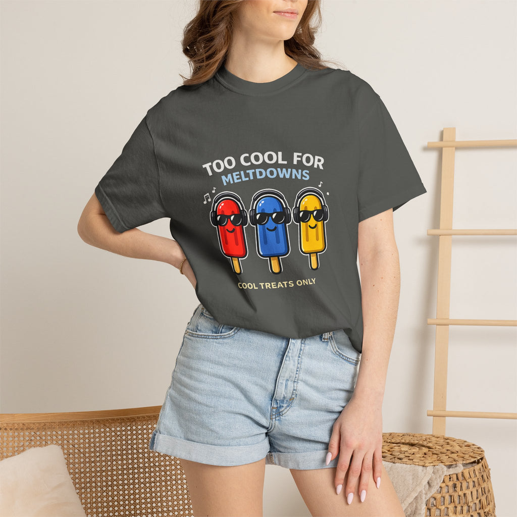 3 Cool Popsicles Graphic T-Shirt — "Too Cool for Meltdowns" Summer Tee