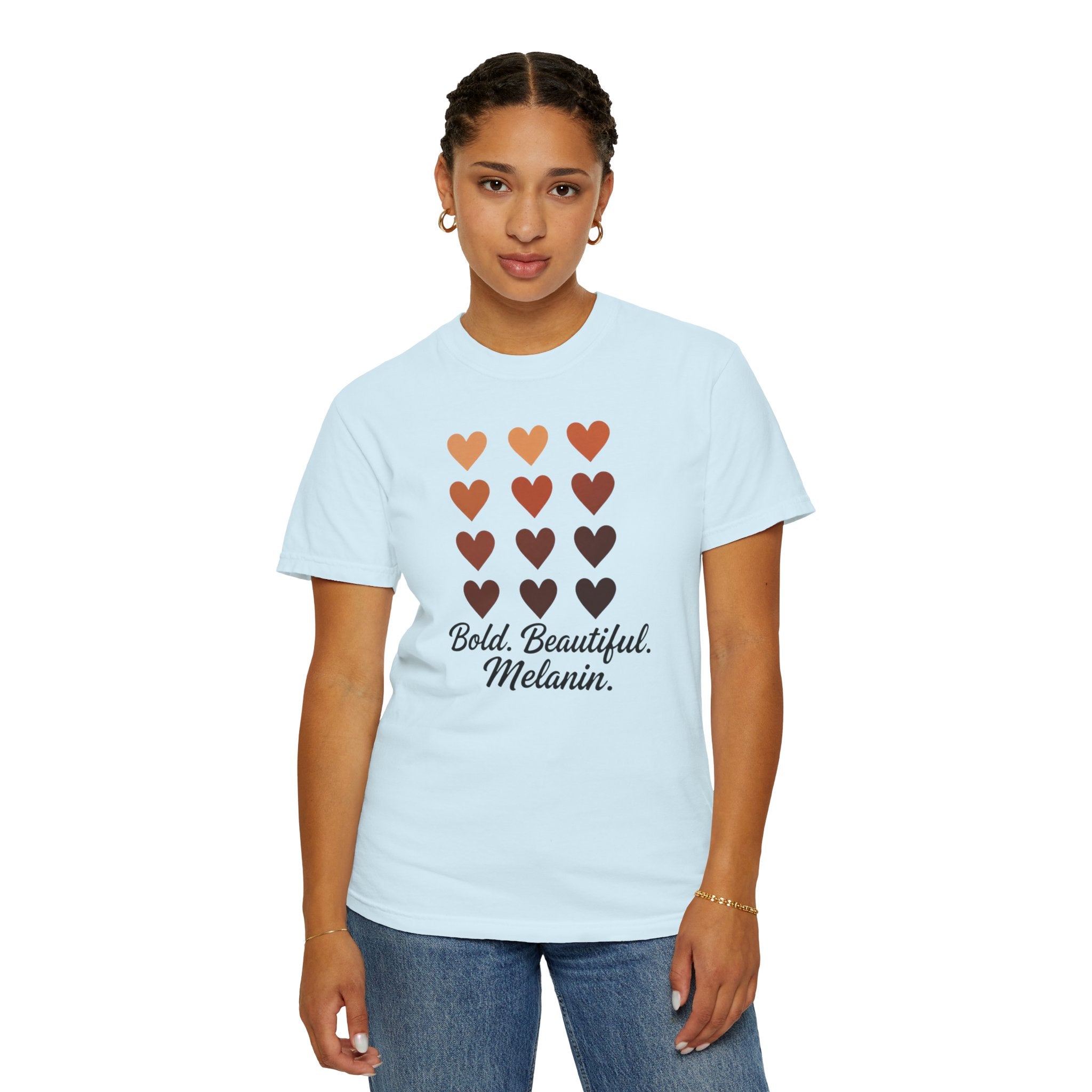 Bold Beautiful Melanin Hearts Tee
