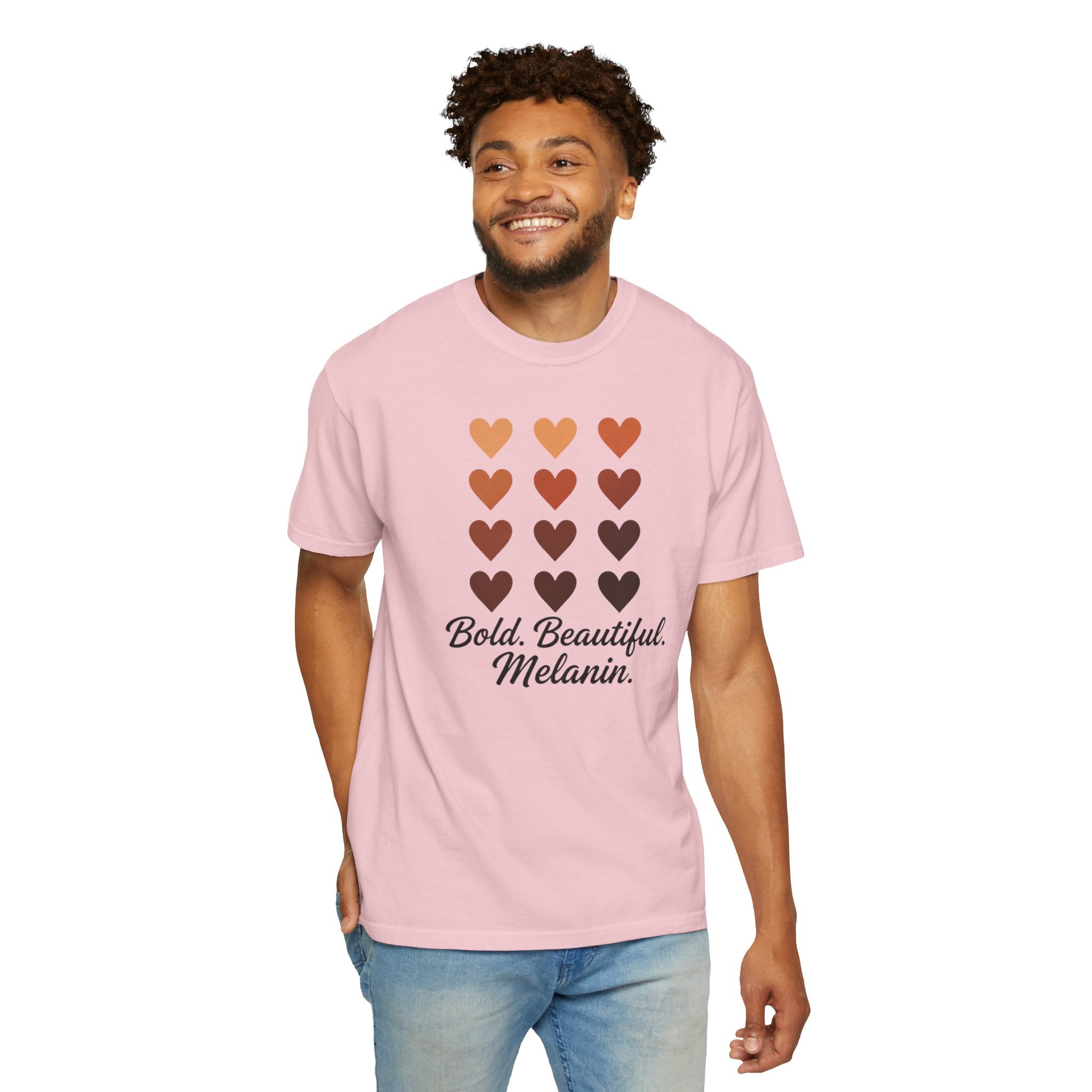 Bold Beautiful Melanin Hearts Tee