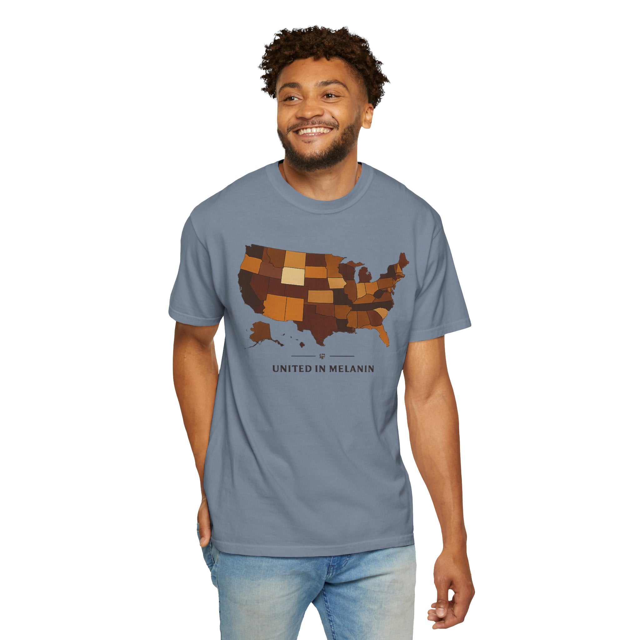 United in Melanin T-Shirt — Brown Shades USA Map Pride Tee