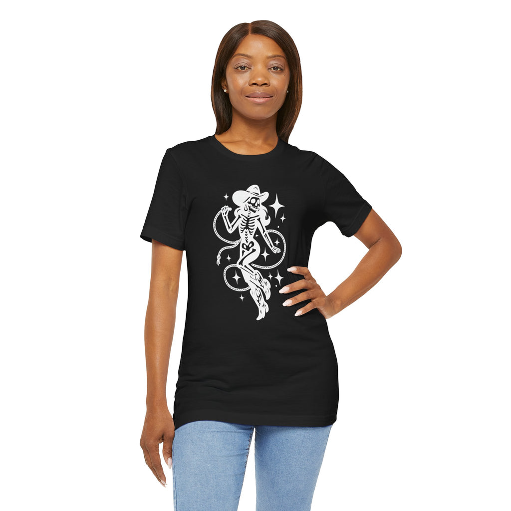 Western Outlaw Skeleton Tee — Coiled Rope & Star Graphic