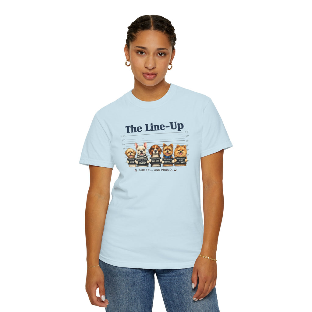 The Line-Up Cute Dog Mugshot T-Shirt — "Guilty and Adorable"