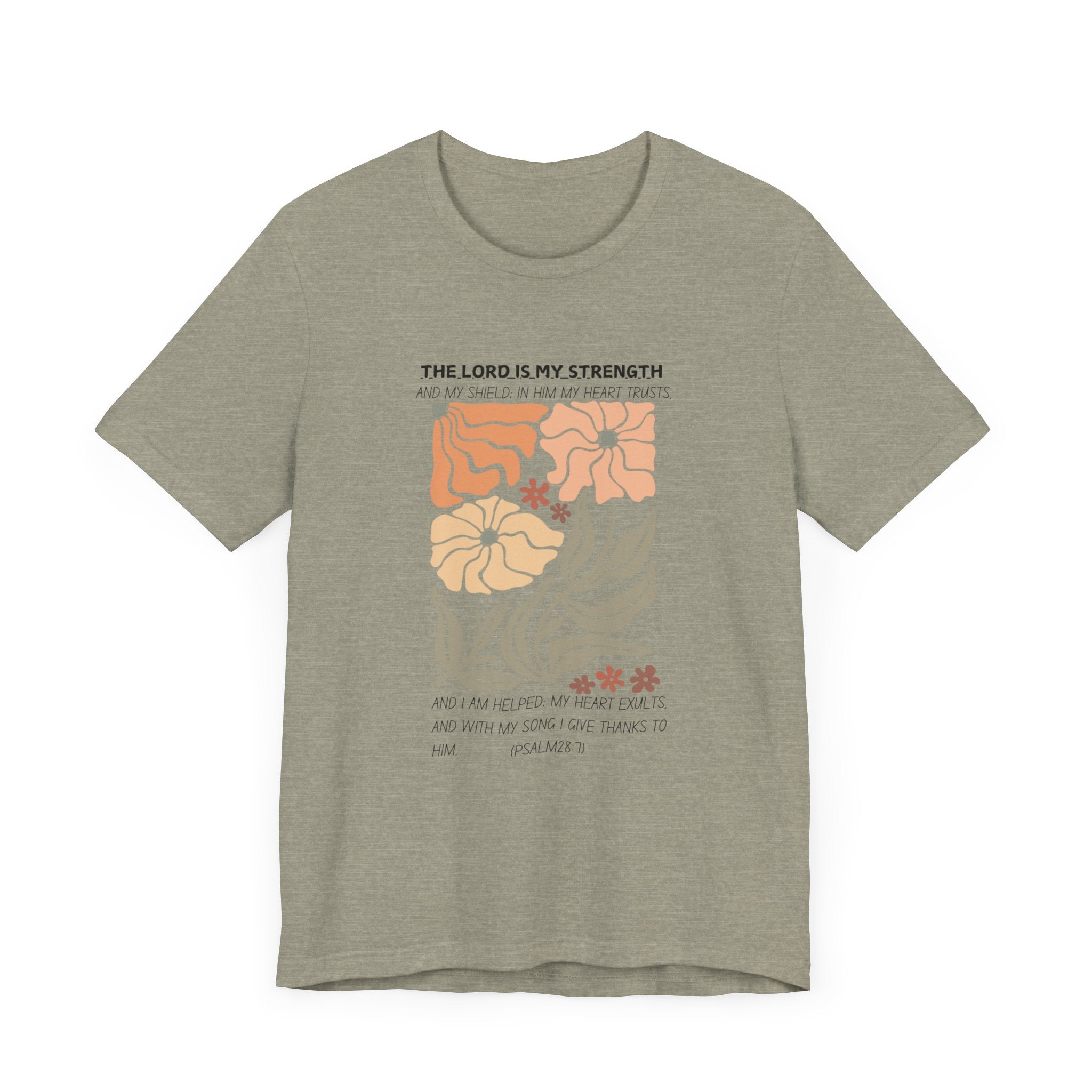 Boho Retro Flower T-shirt with Psalm 28:7 Tee