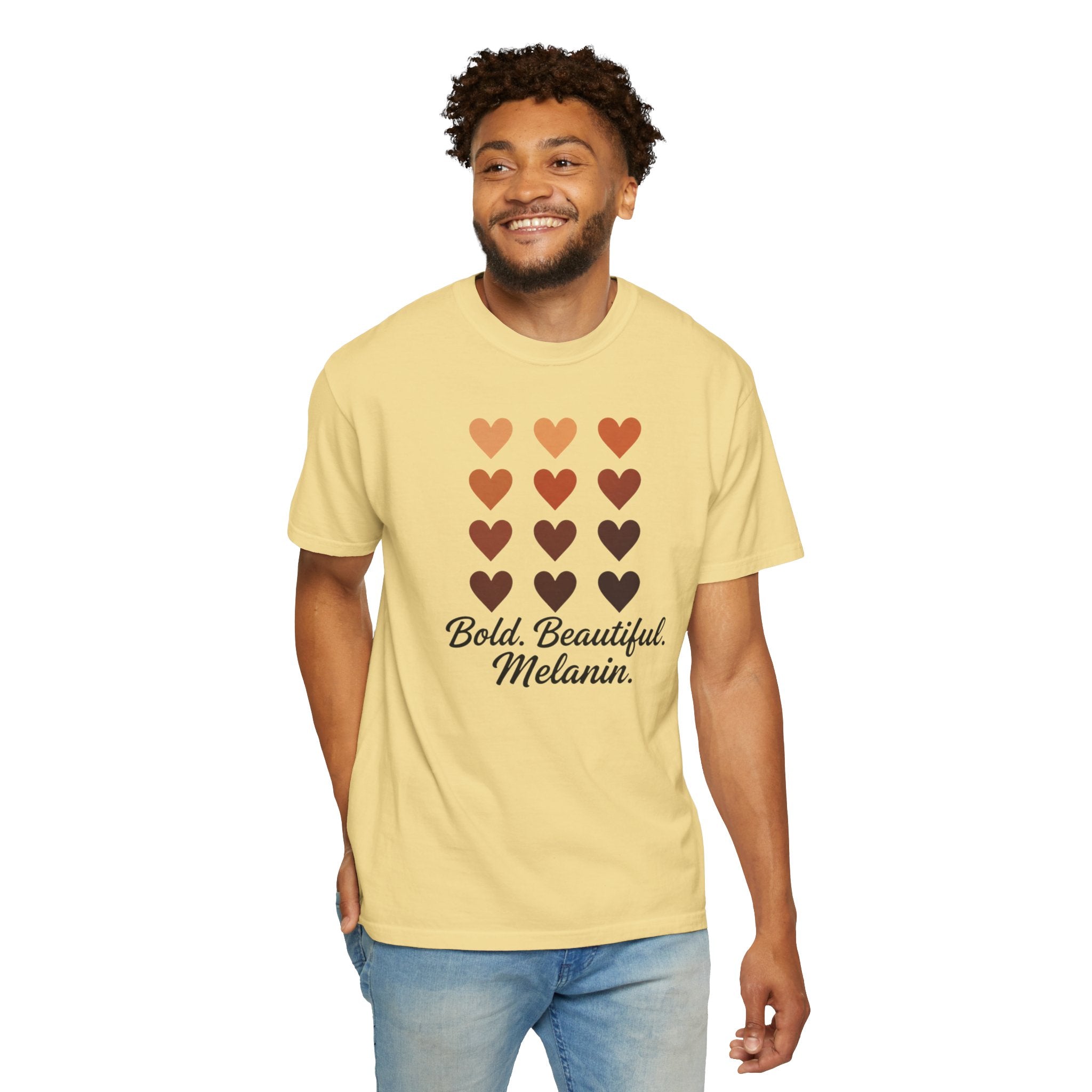 Bold Beautiful Melanin Hearts Tee