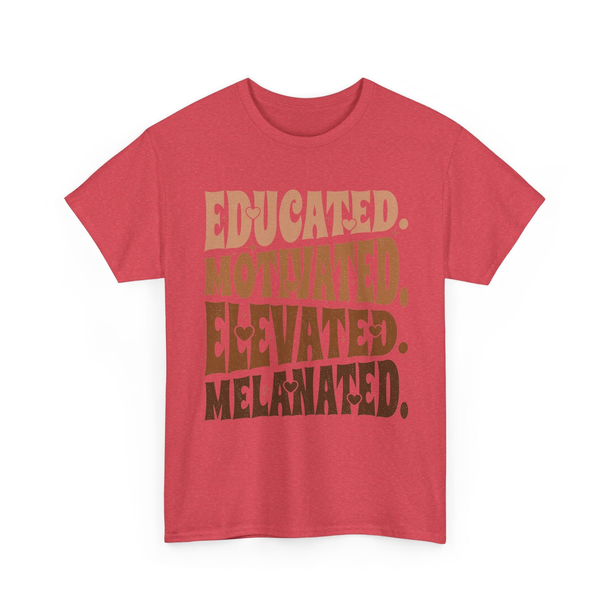 Empowerment Tee - Educated, Motivated, Elevated, Melanated Print