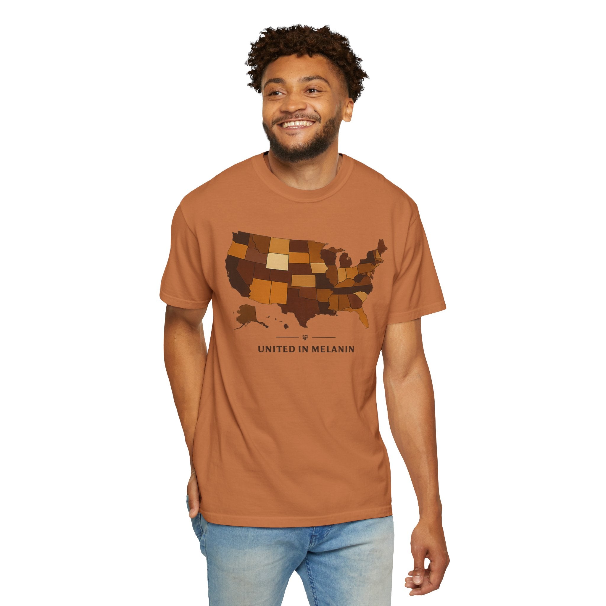 United in Melanin T-Shirt — Brown Shades USA Map Pride Tee