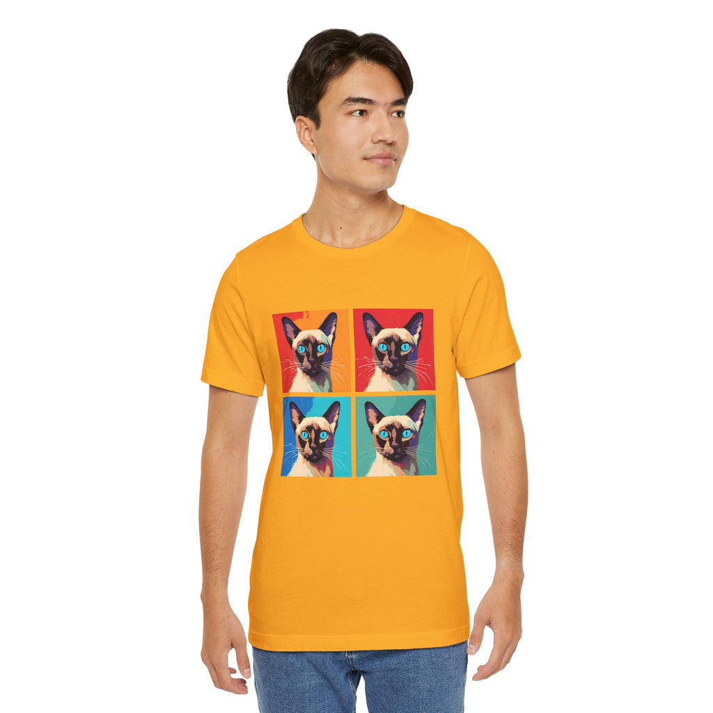 Colorful Siamese Cat Tee, Fun Graphic T-Shirt, Cat Lover Gift, Pop Art Style, Unique Animal Shirt, Casual Wear, Birthday Present