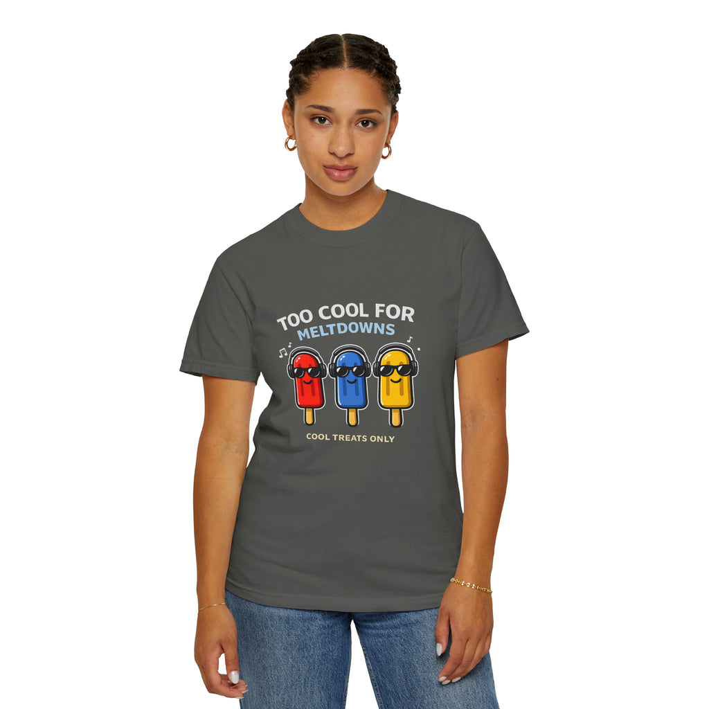 3 Cool Popsicles Graphic T-Shirt — "Too Cool for Meltdowns" Summer Tee