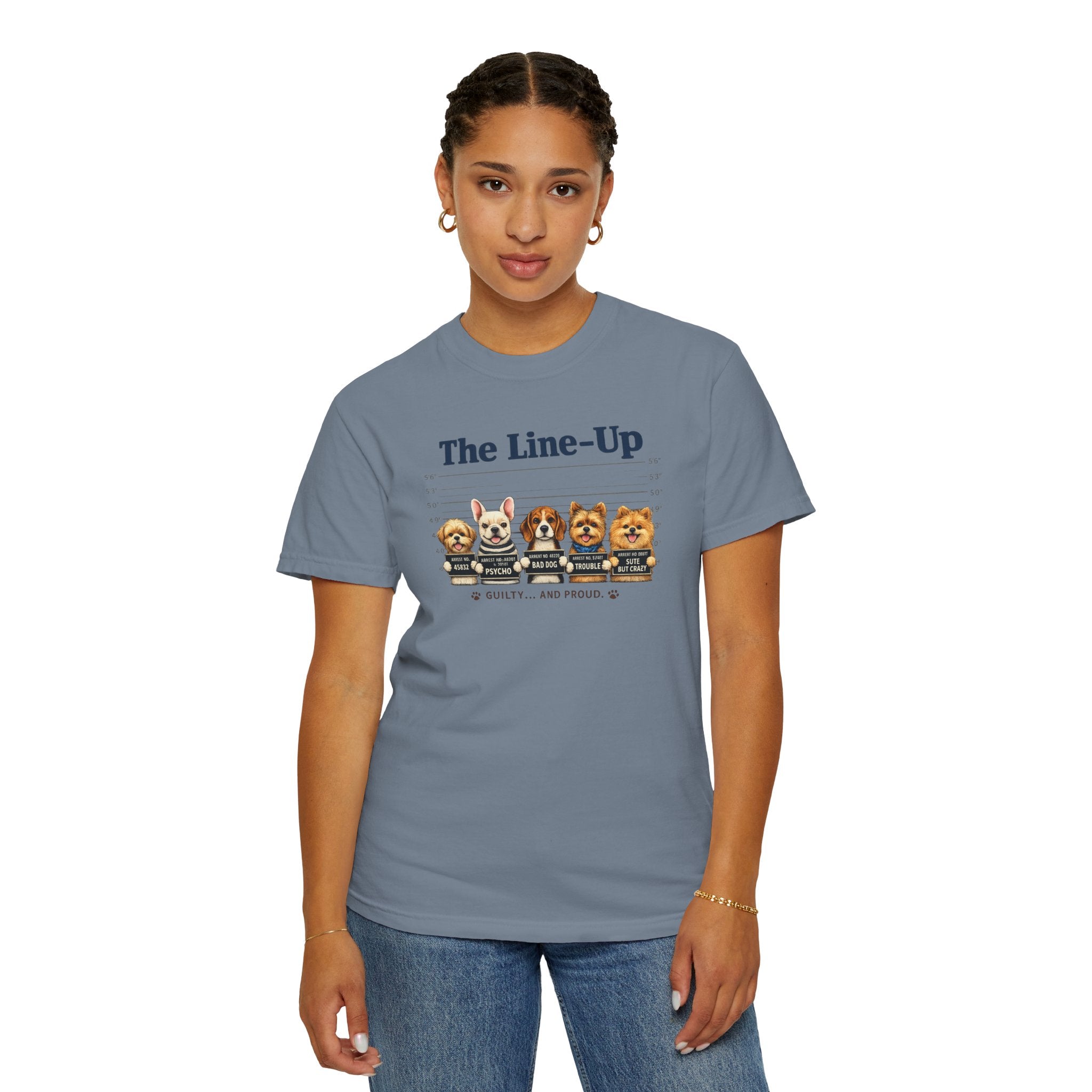 The Line-Up Cute Dog Mugshot T-Shirt — "Guilty and Adorable"