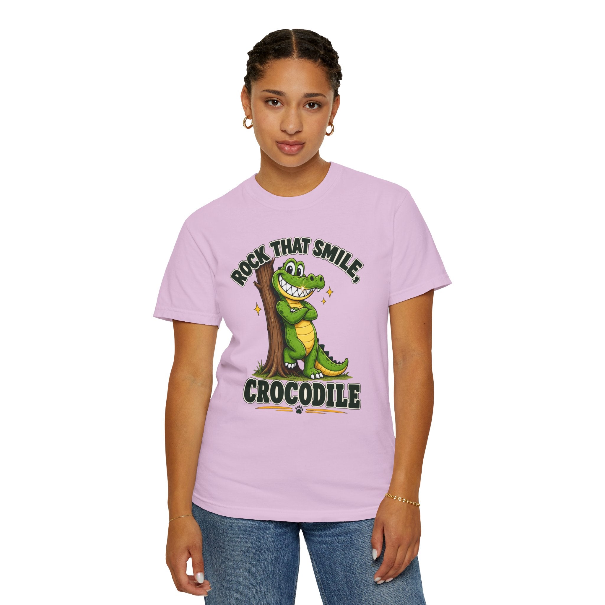Rock That Smile Crocodile Adult Tee – Fun Graphic Crocodile Shirt