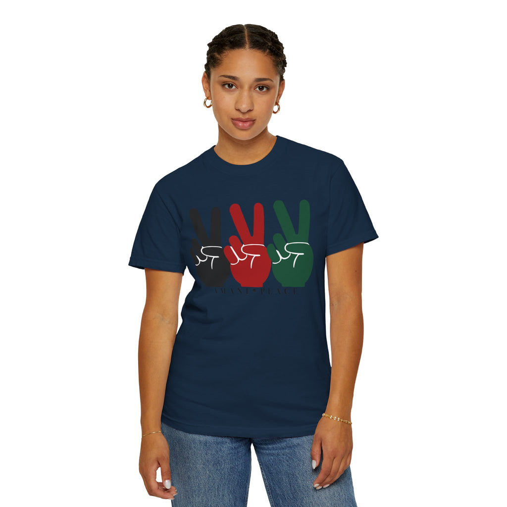 Peace Sign Trio T-Shirt — Black Red Green Retro Vibes