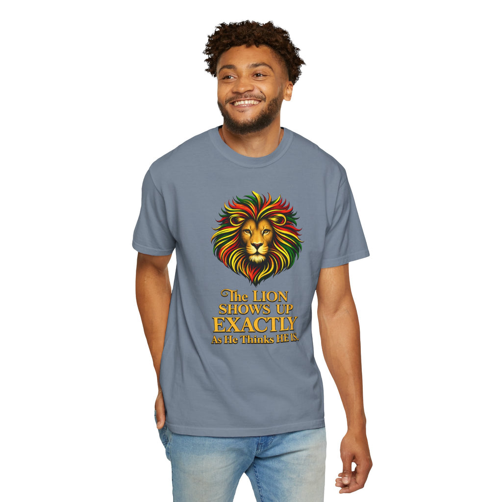 Lion T-Shirt — "The Lion Shows Up Exactly As He Thinks He Is" BLACK COLLECTION