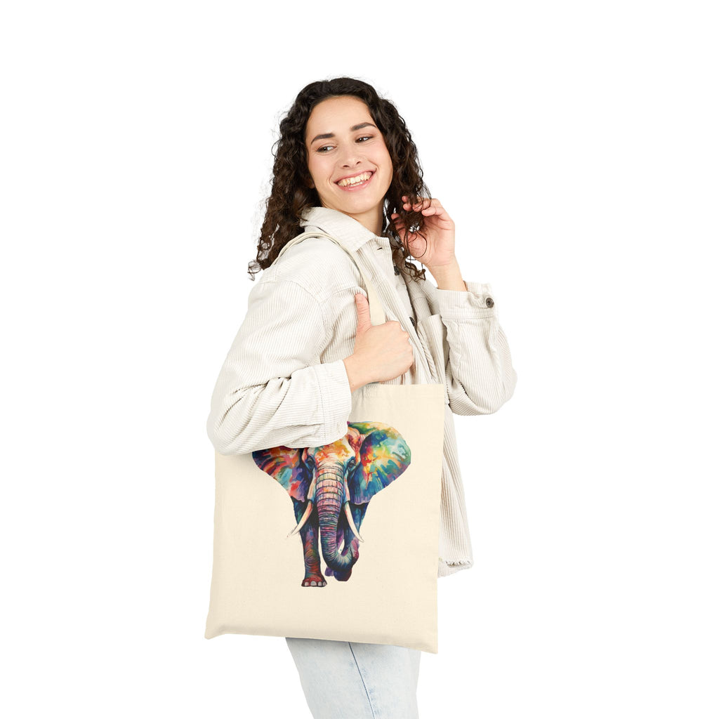 Colorful Elephant Canvas Tote Bag - Vibrant Elephant Tote