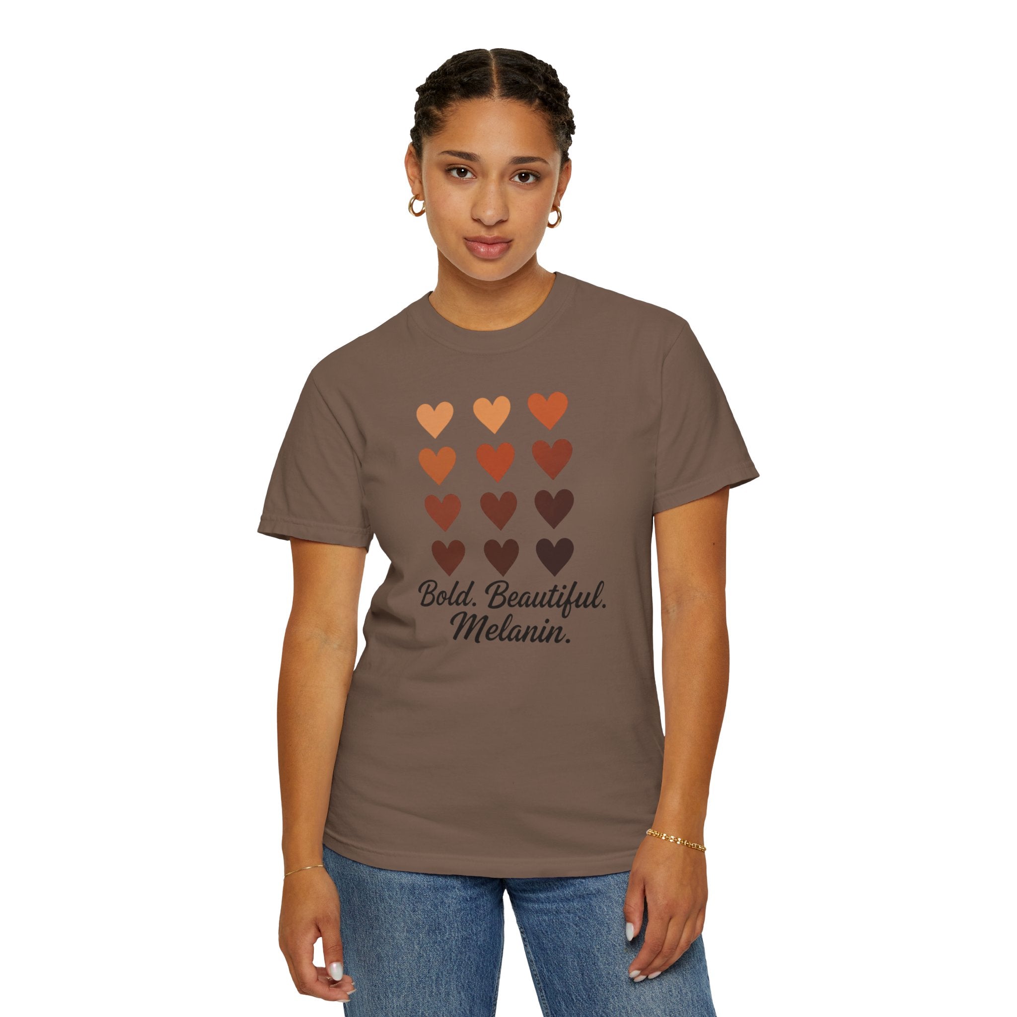 Bold Beautiful Melanin Hearts Tee