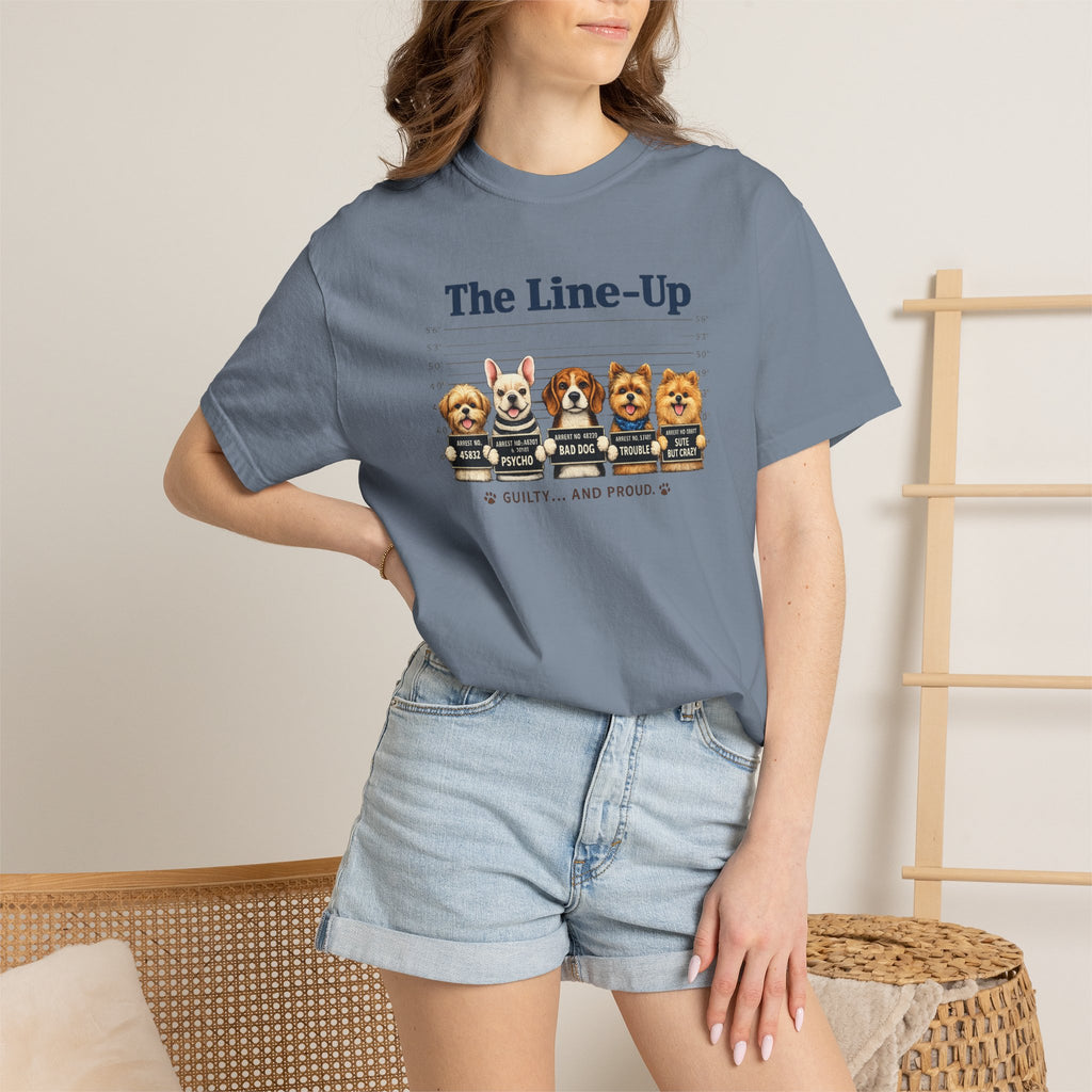 The Line-Up Cute Dog Mugshot T-Shirt — "Guilty and Adorable"