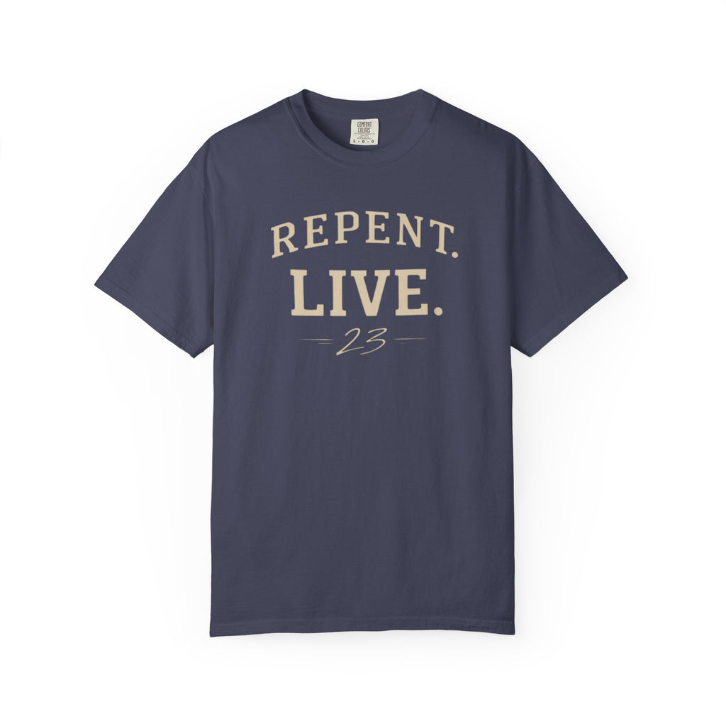 REPENT. LIVE. Faith T-Shirt — Bold Minimal Christian Tee