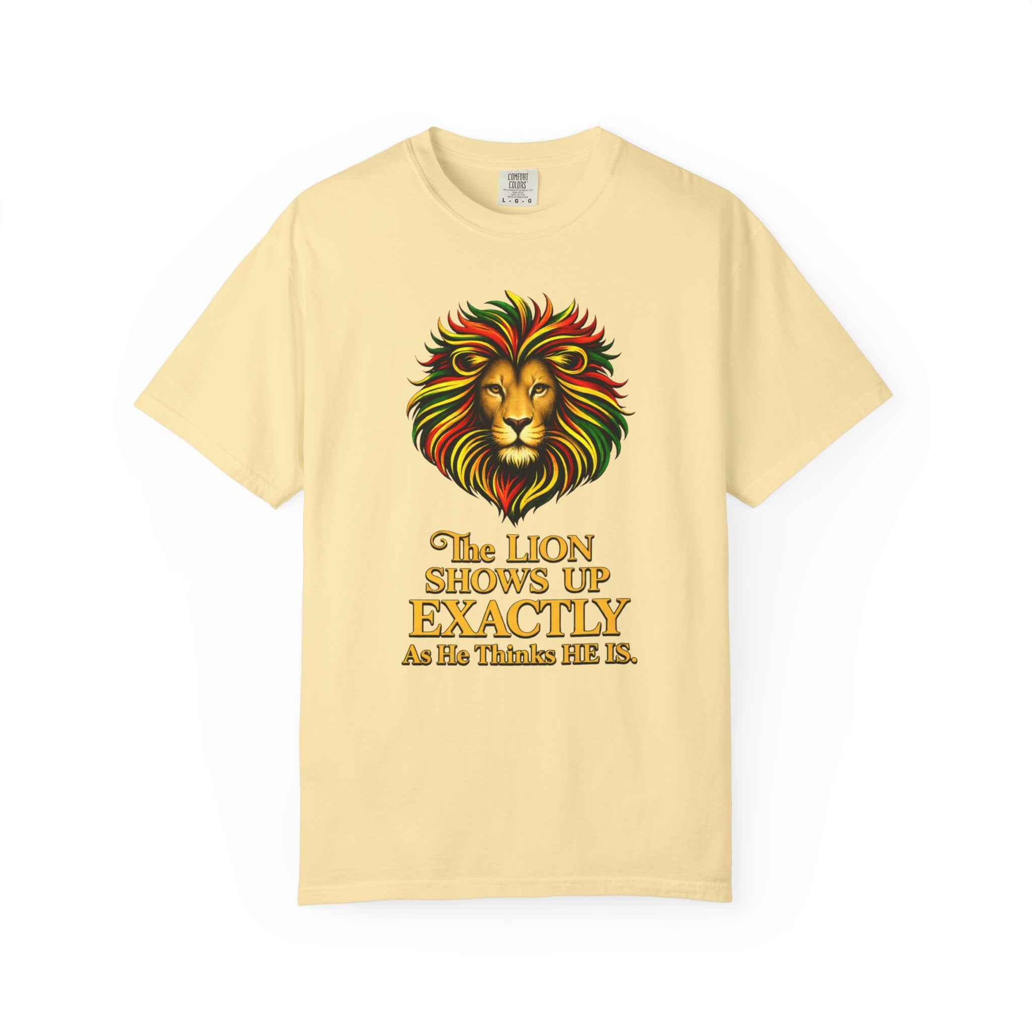 Lion T-Shirt — "The Lion Shows Up Exactly As He Thinks He Is" BLACK COLLECTION