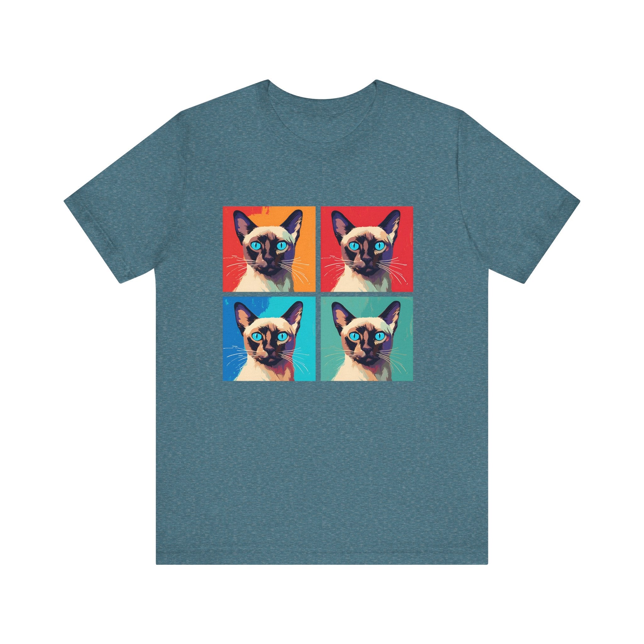 Colorful Siamese Cat Tee, Fun Graphic T-Shirt, Cat Lover Gift, Pop Art Style, Unique Animal Shirt, Casual Wear, Birthday Present
