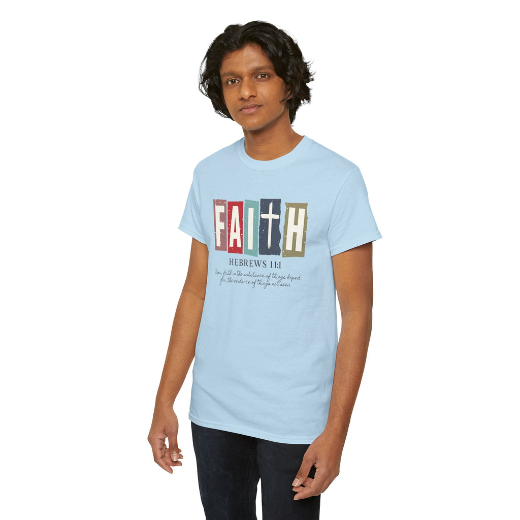 Funky Christian Tee - Colorful FAITH Design - Hebrews 11:1