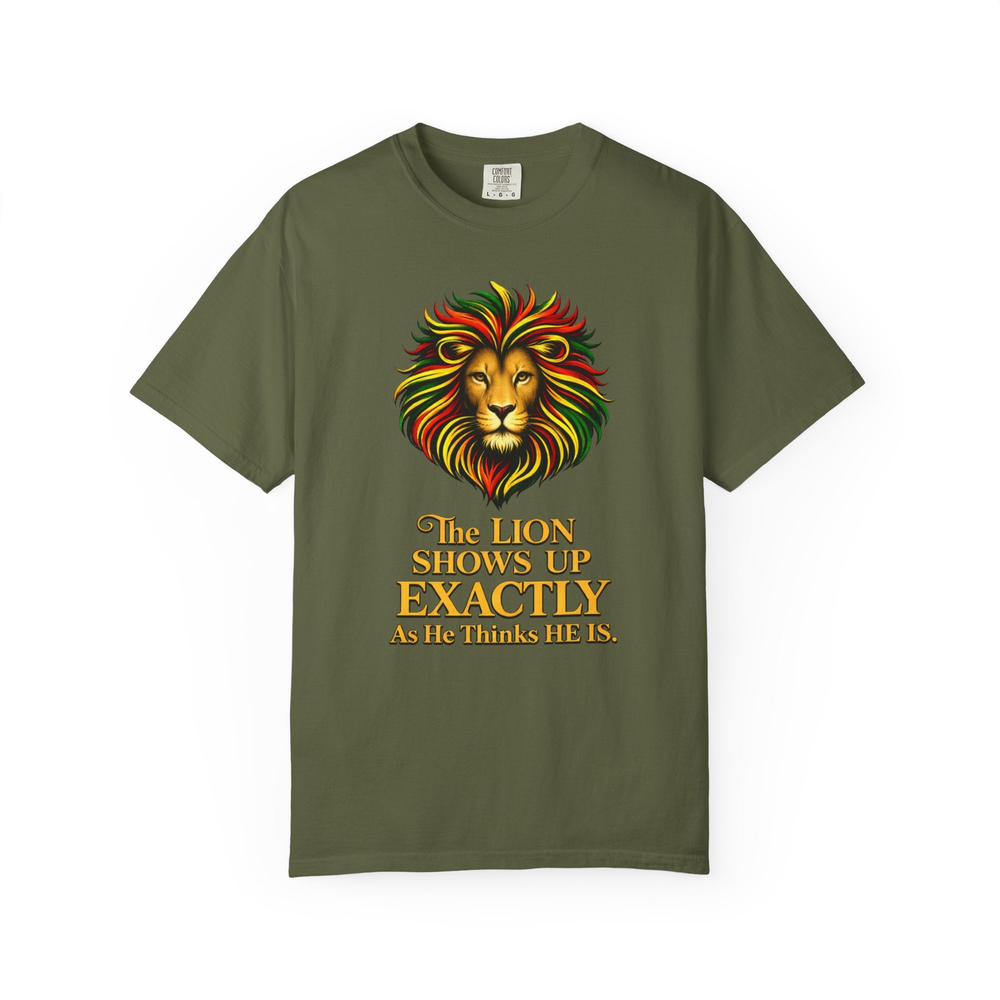 Lion T-Shirt — "The Lion Shows Up Exactly As He Thinks He Is" BLACK COLLECTION