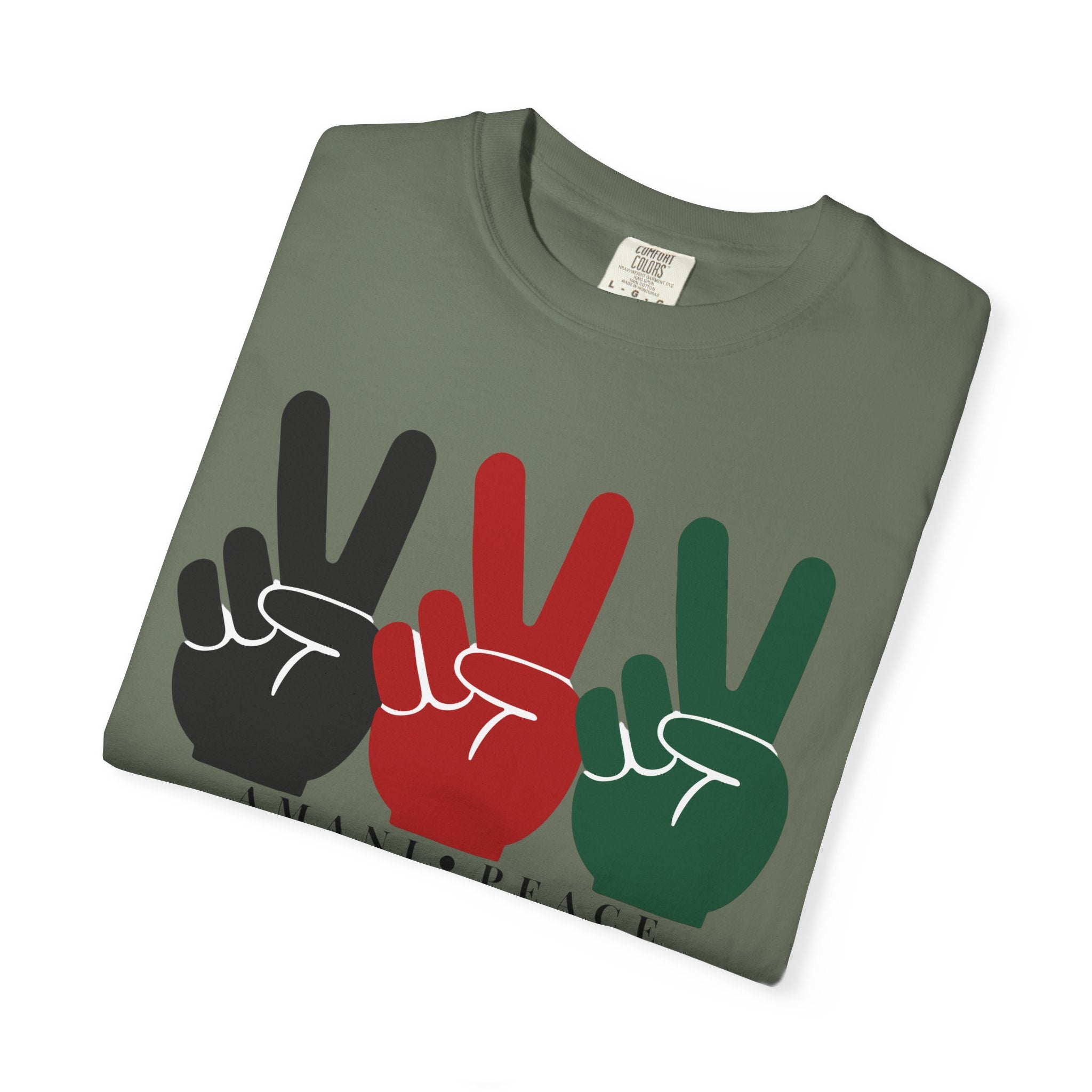 Peace Sign Trio T-Shirt — Black Red Green Retro Vibes