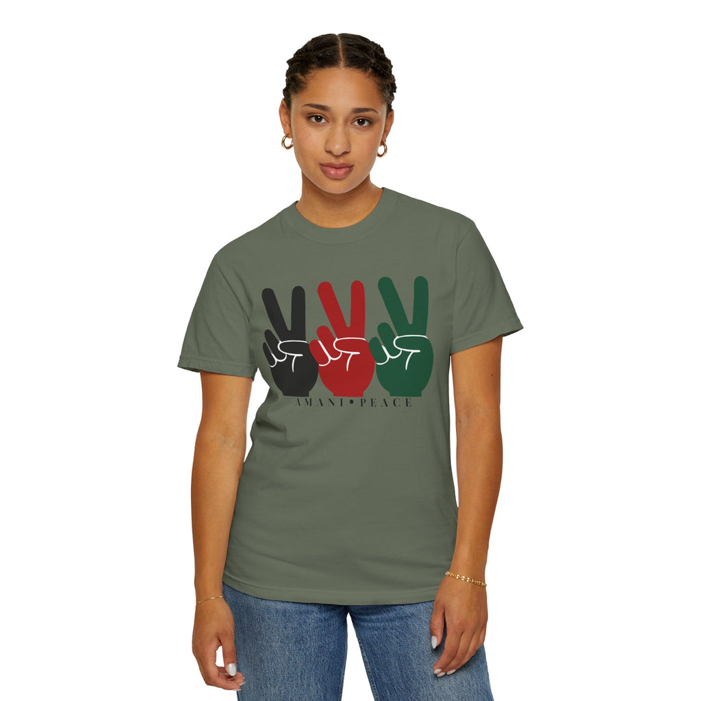 Peace Sign Trio T-Shirt — Black Red Green Retro Vibes