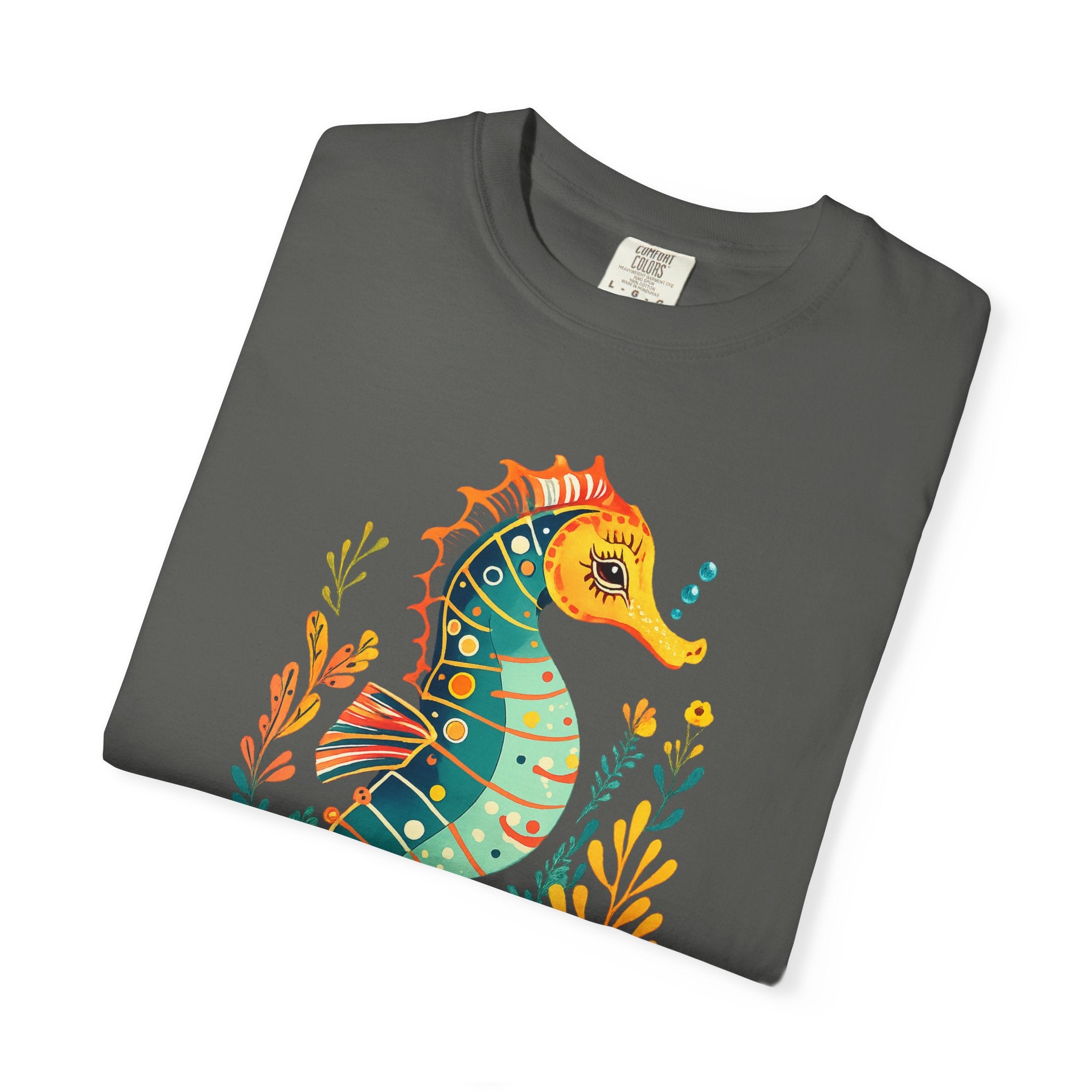 Seahorse Floral T-Shirt — Colorful Ocean Illustration Tee