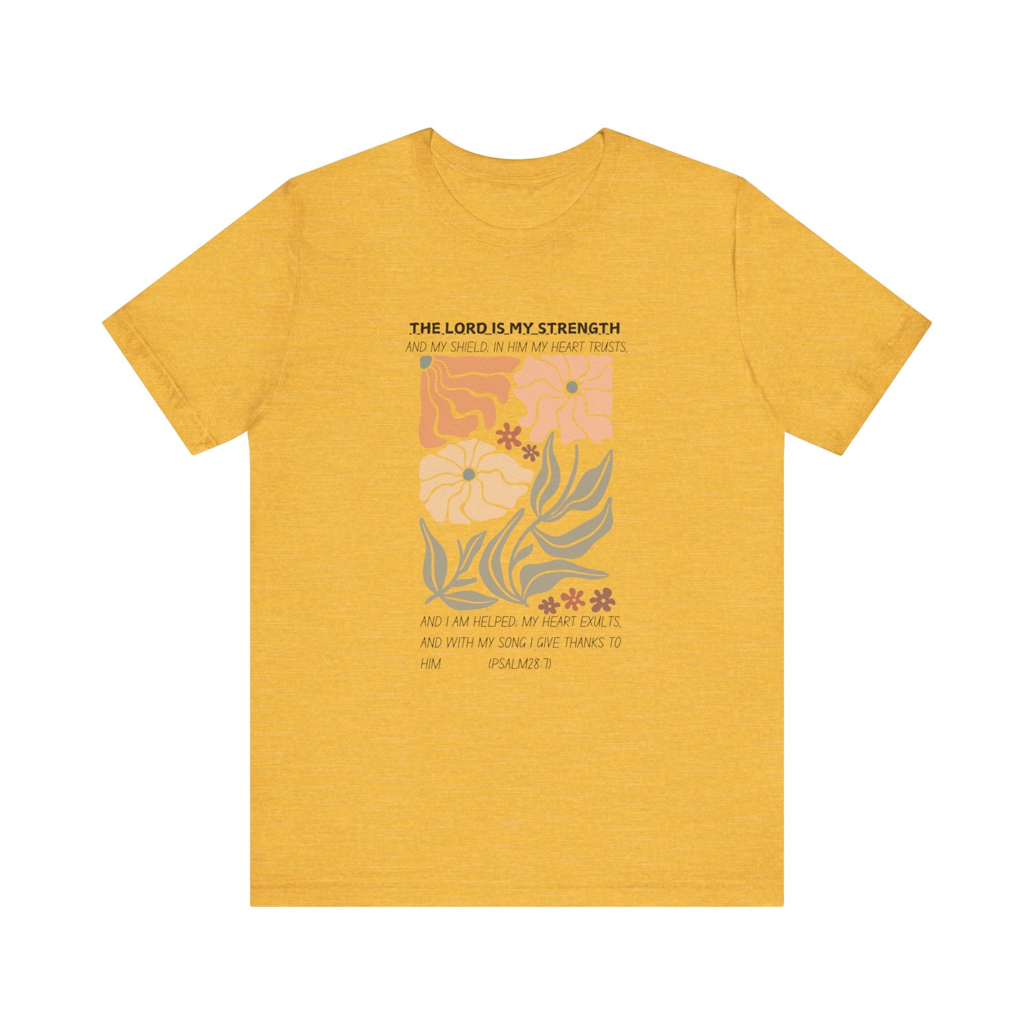 Boho Retro Flower T-shirt with Psalm 28:7 Tee