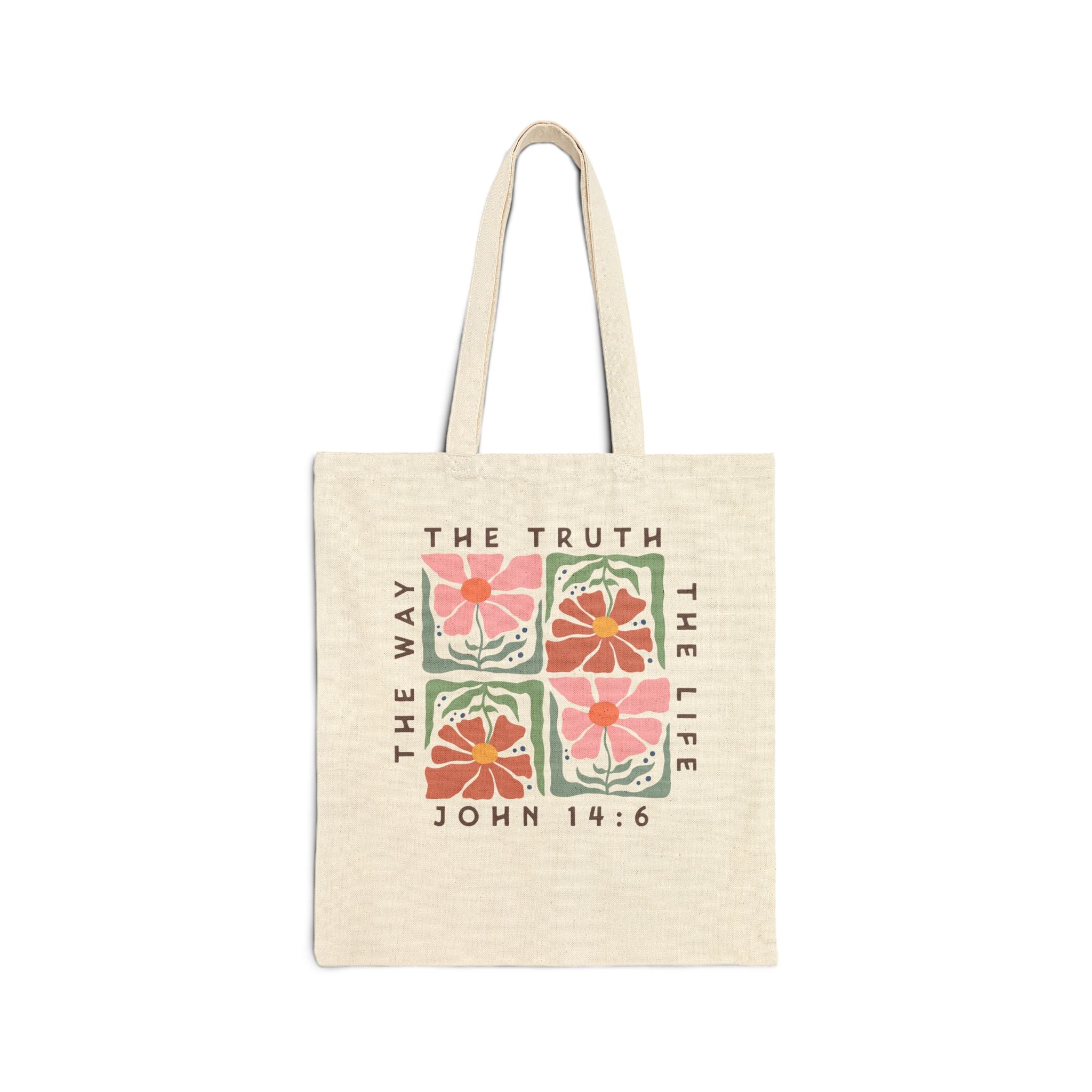 Floral Tote :John 14:6- Jesus: The Way, The Truth, The Life