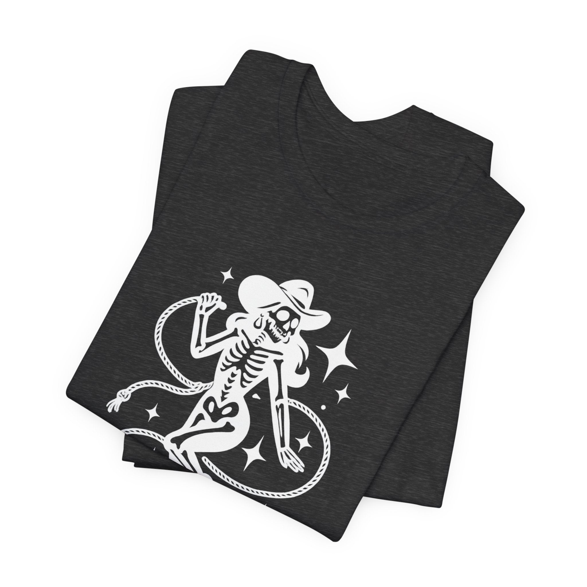 Western Outlaw Skeleton Tee — Coiled Rope & Star Graphic