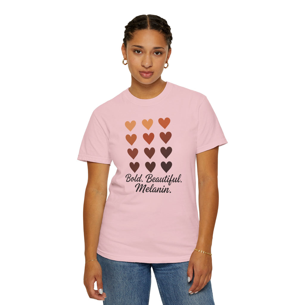 Bold Beautiful Melanin Hearts Tee